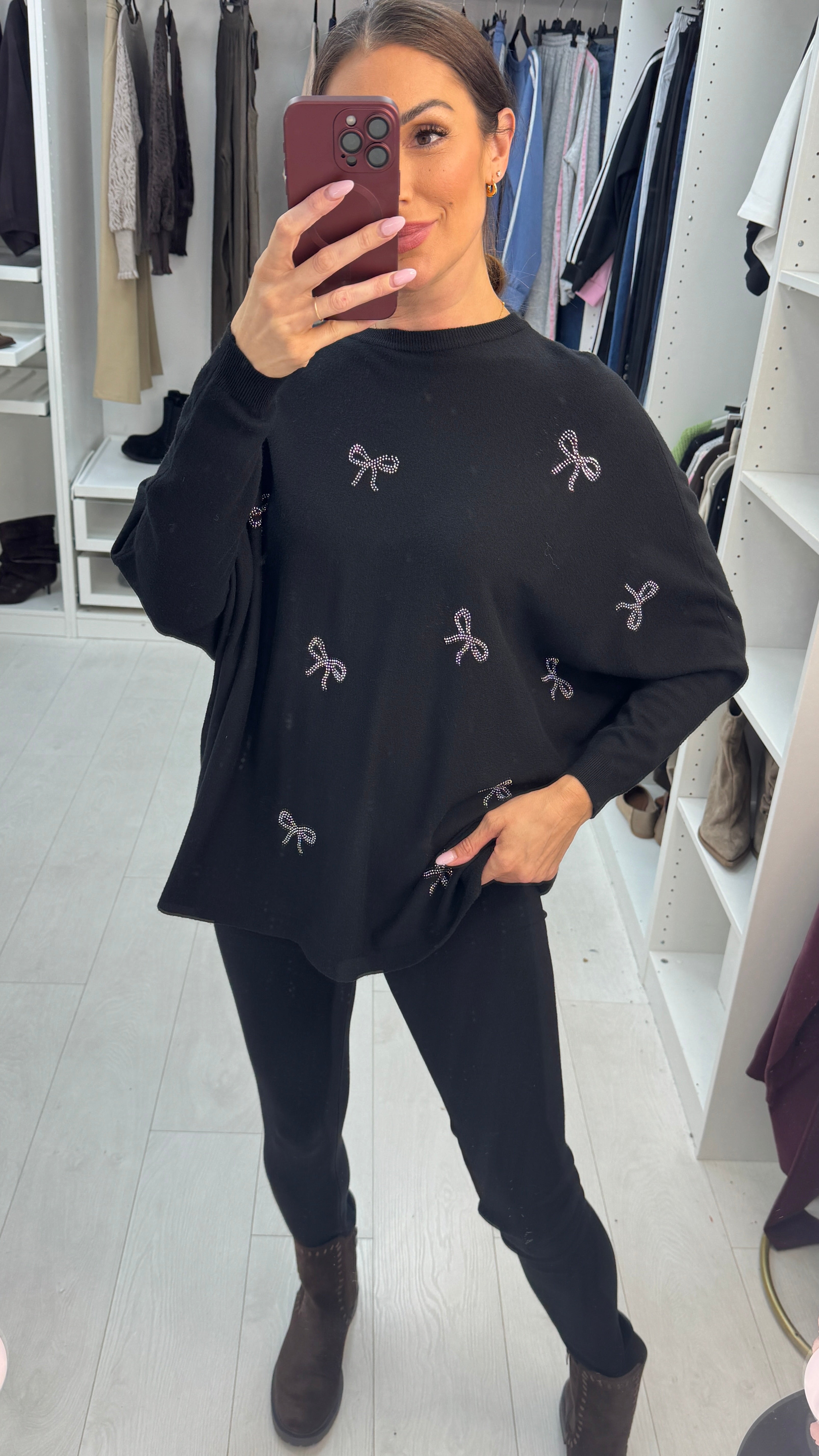 Yamira Bow Embellished Loungewear Set