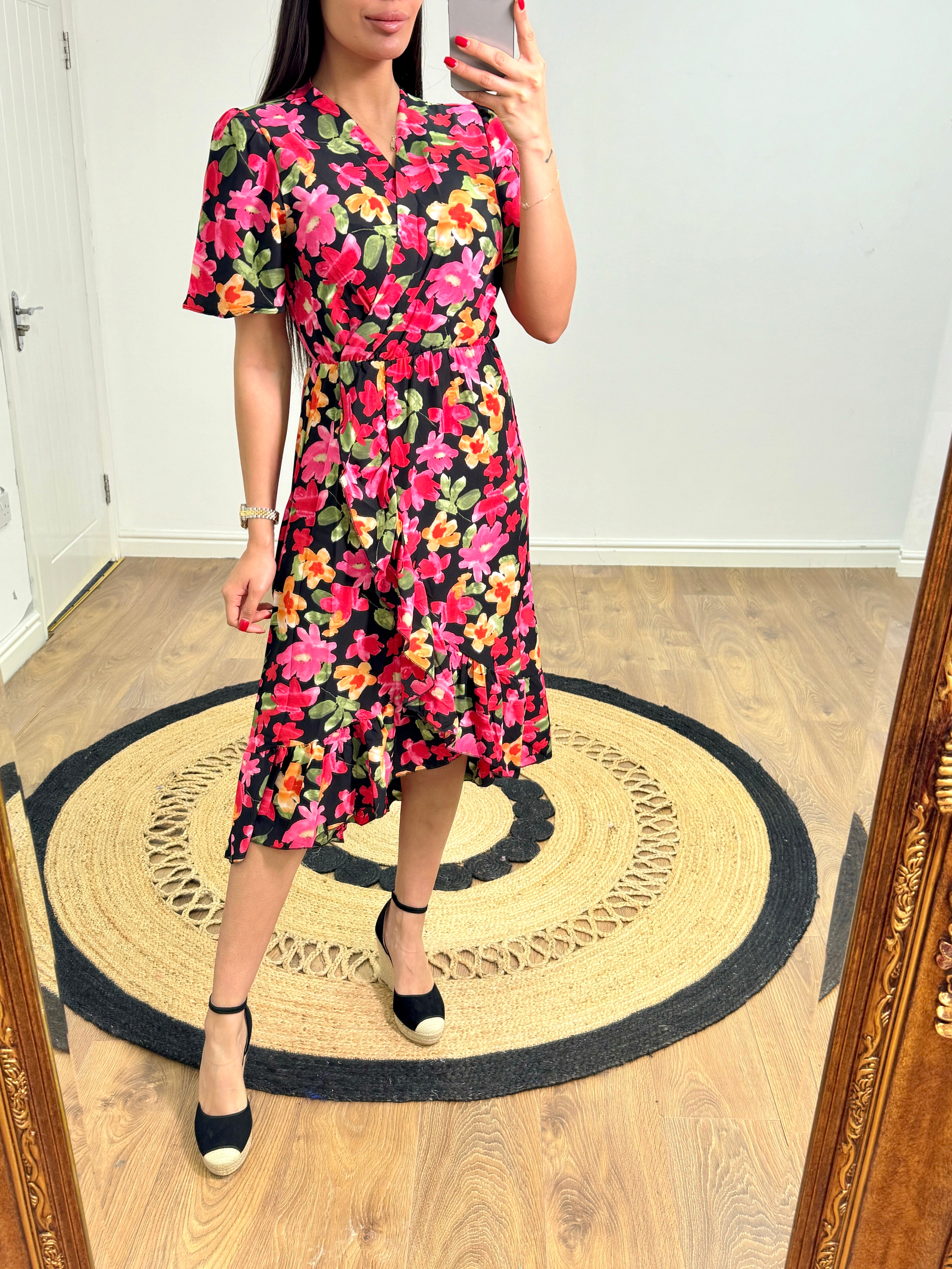 Renate Floral Print Wrap Effect Dress