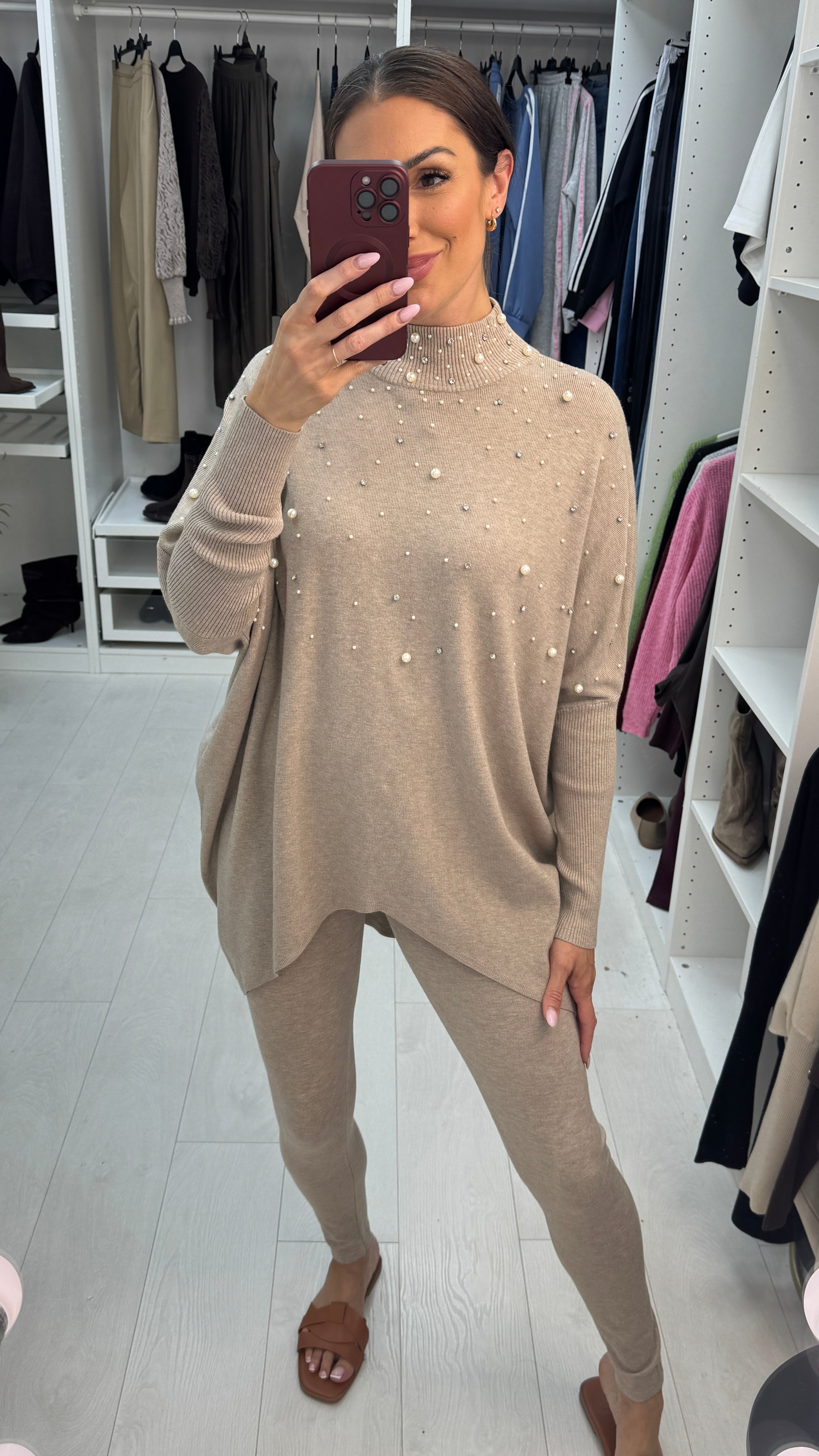 Bobby Pearl Embellished Loungewear Set