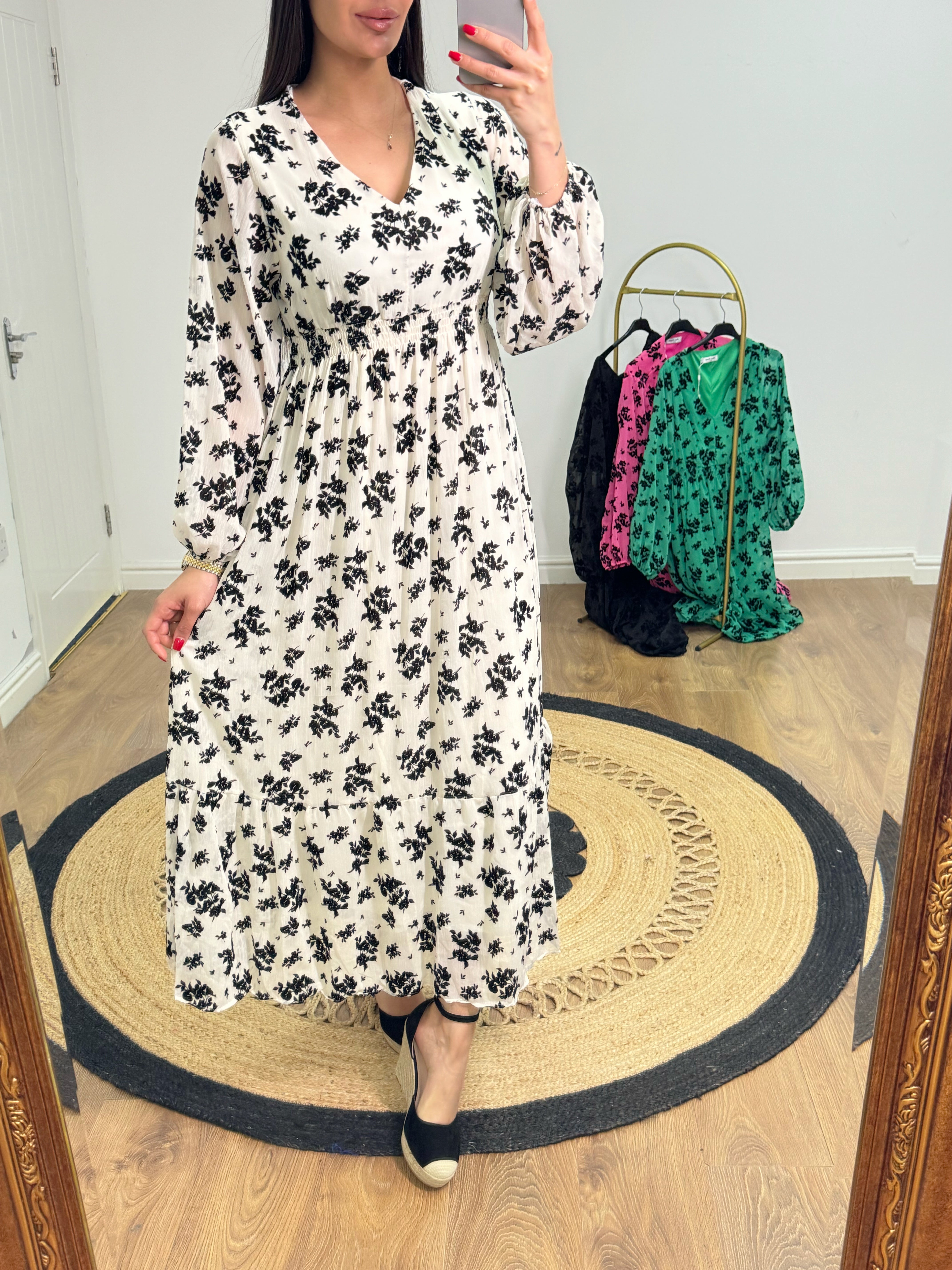 Pilar Elasticated Chiffon Maxi Dress