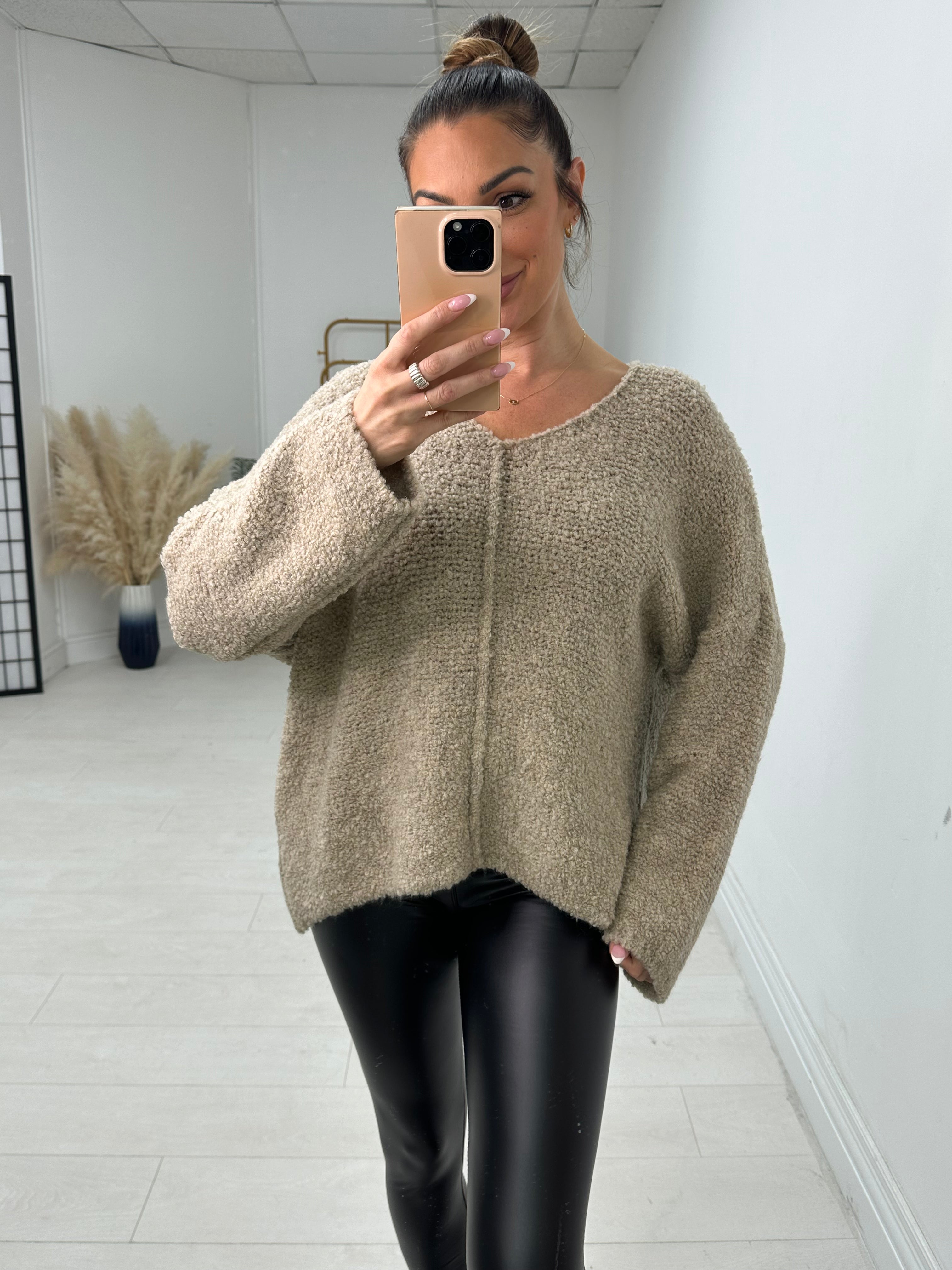 Katie Boucle Super Soft V Neck Jumper