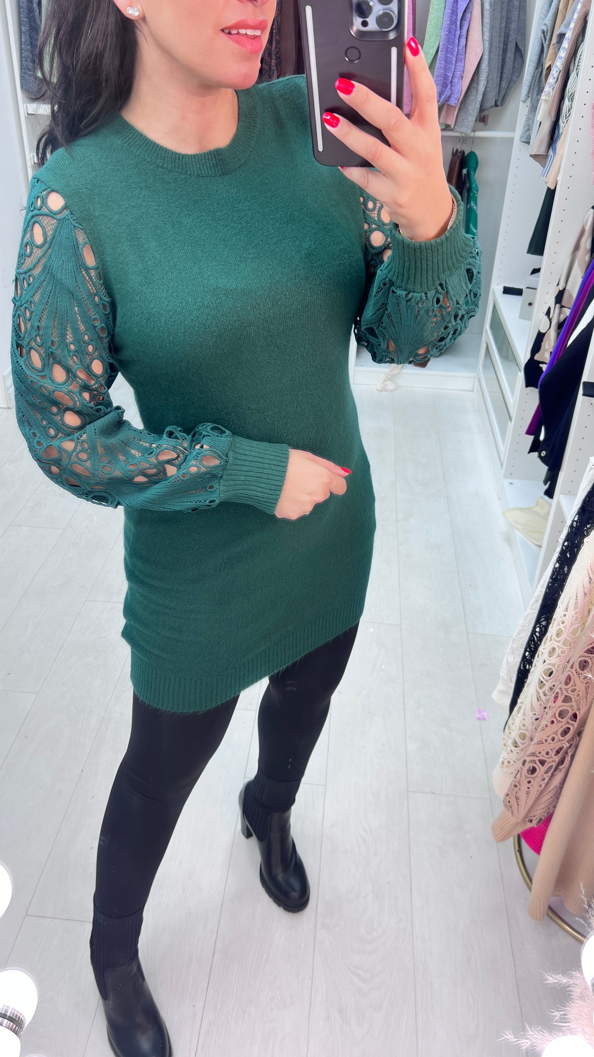 Almira Crochet Sleeve Knit Tunic