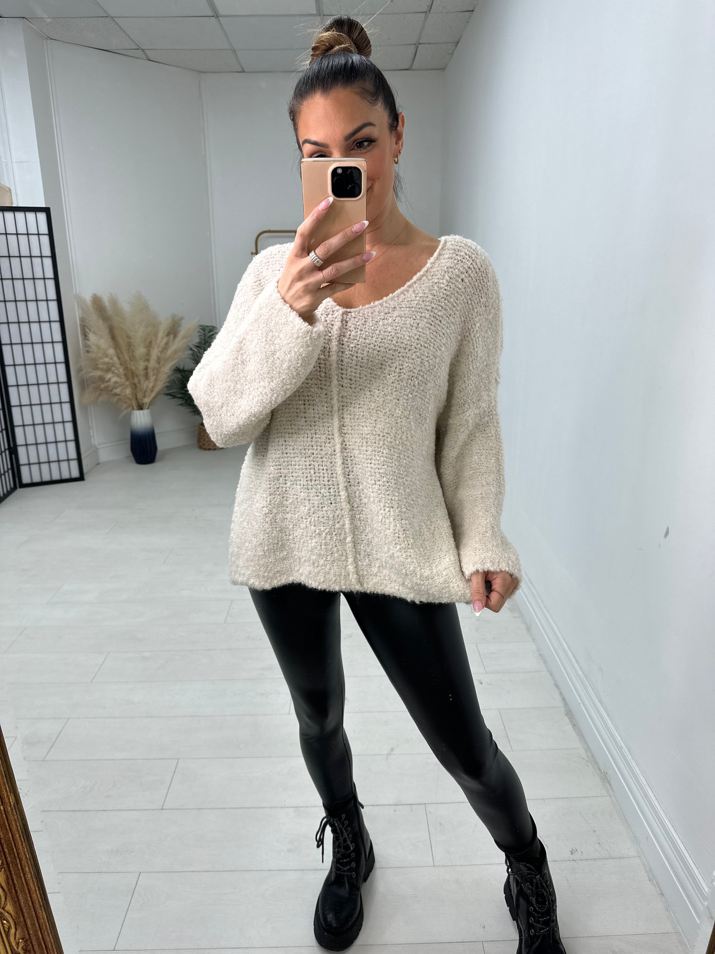 Katie Boucle Super Soft V Neck Jumper