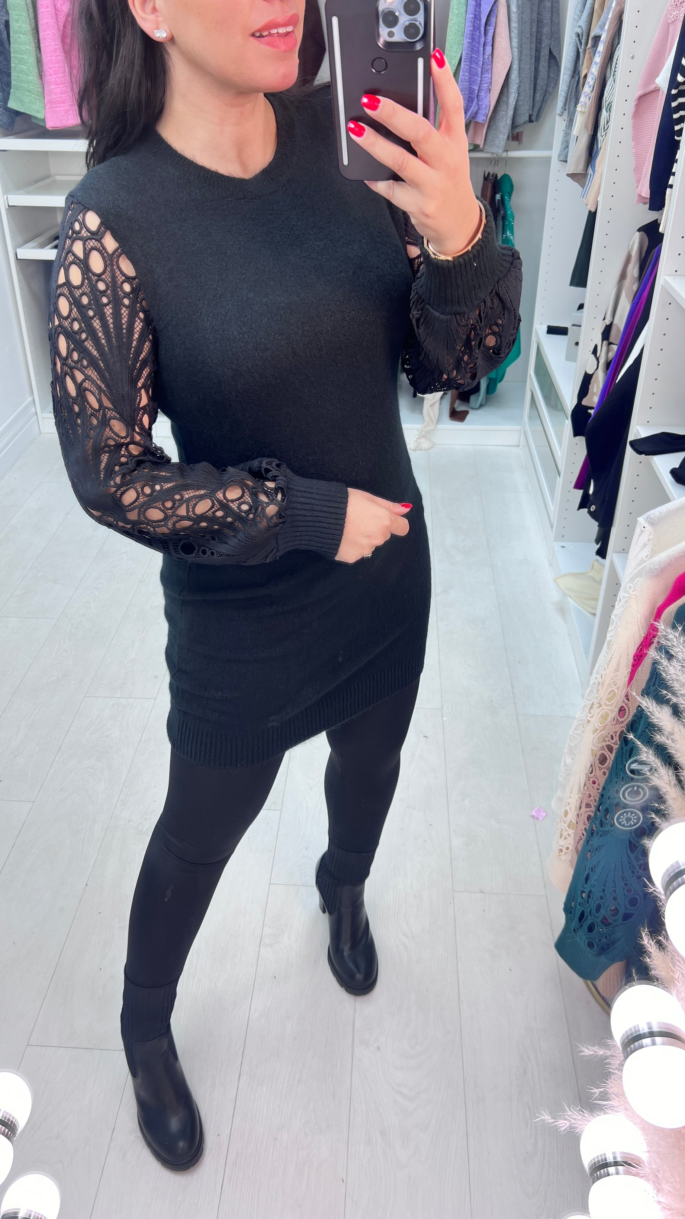 Almira Crochet Sleeve Knit Tunic