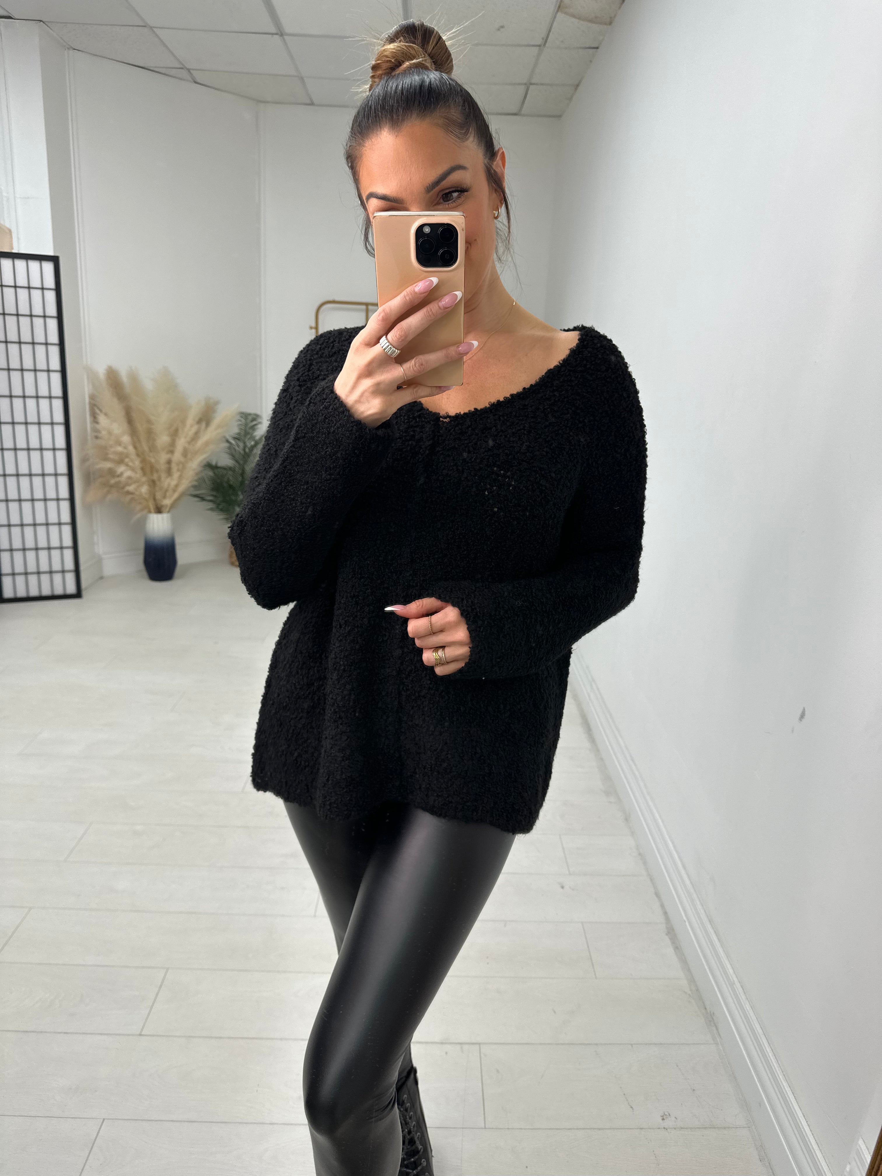 Katie Boucle Super Soft V Neck Jumper