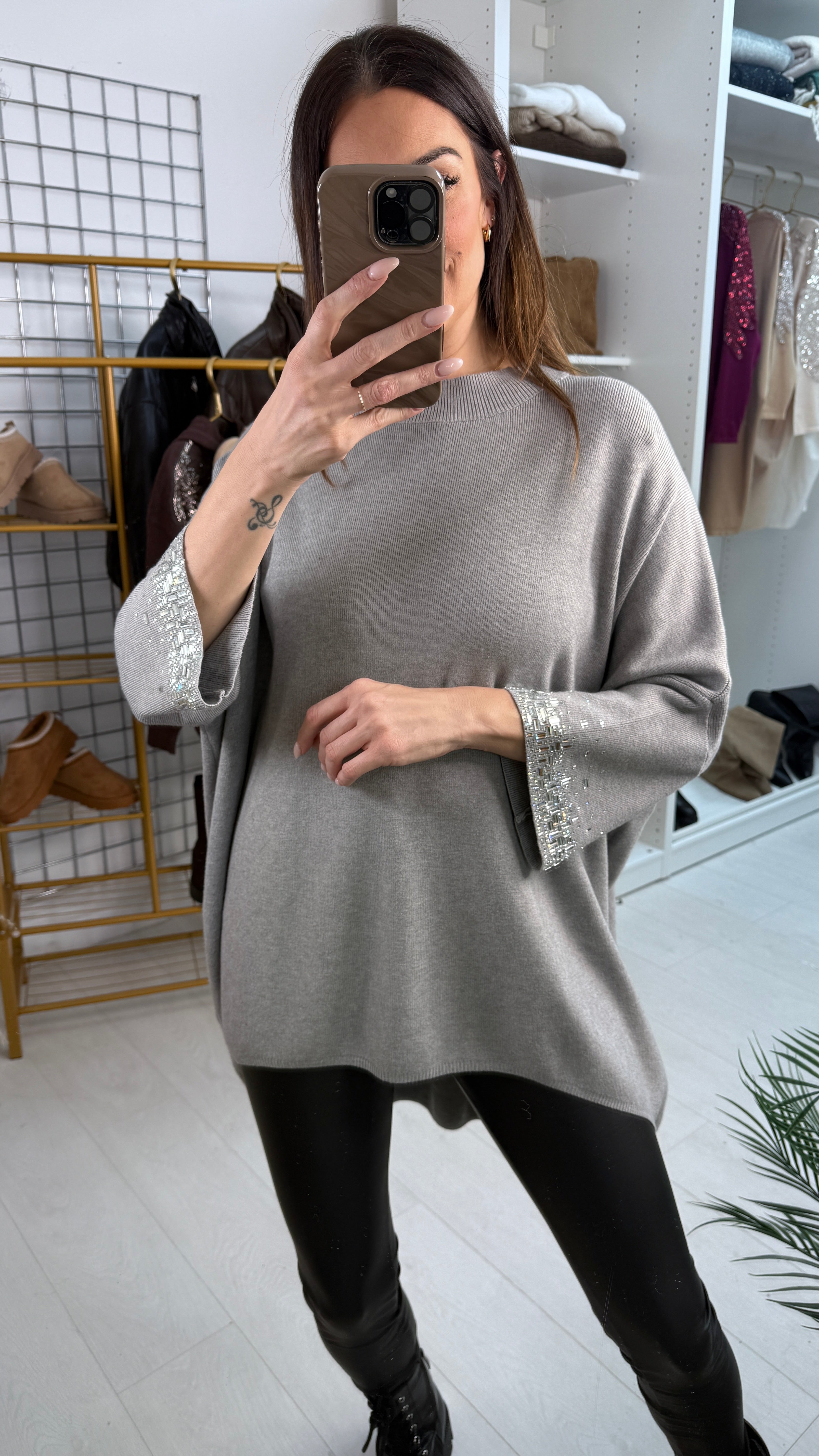 Estela Diamante Sleeve Detail Oversized Jumper