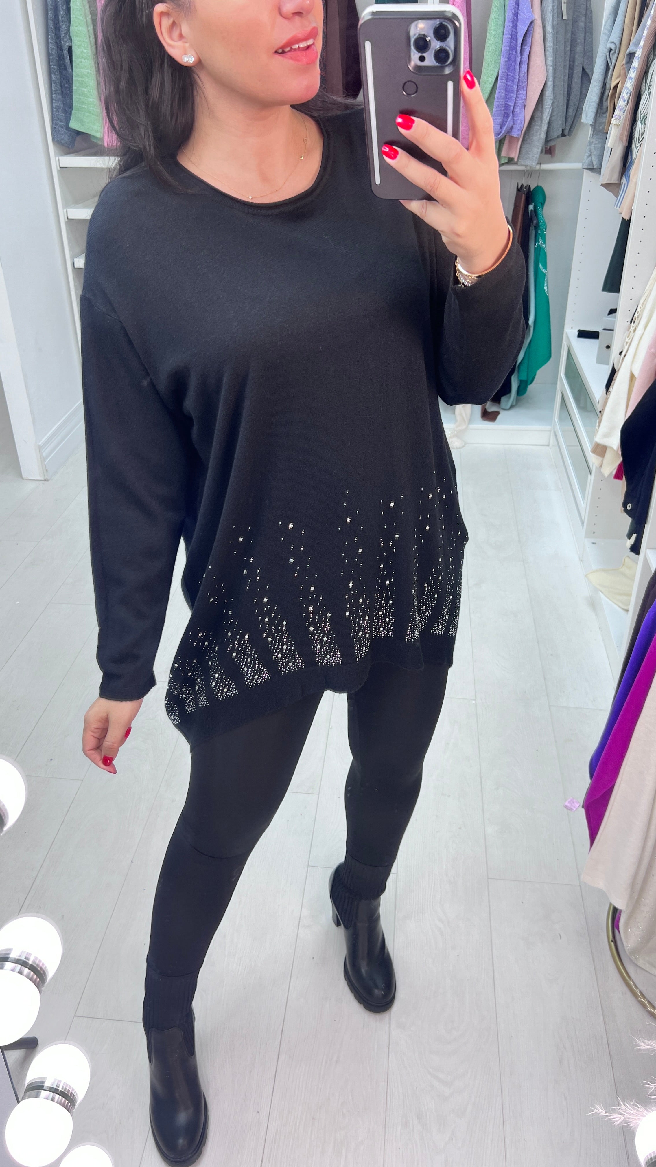 Madi Diamante Hem Soft Knit Jumper