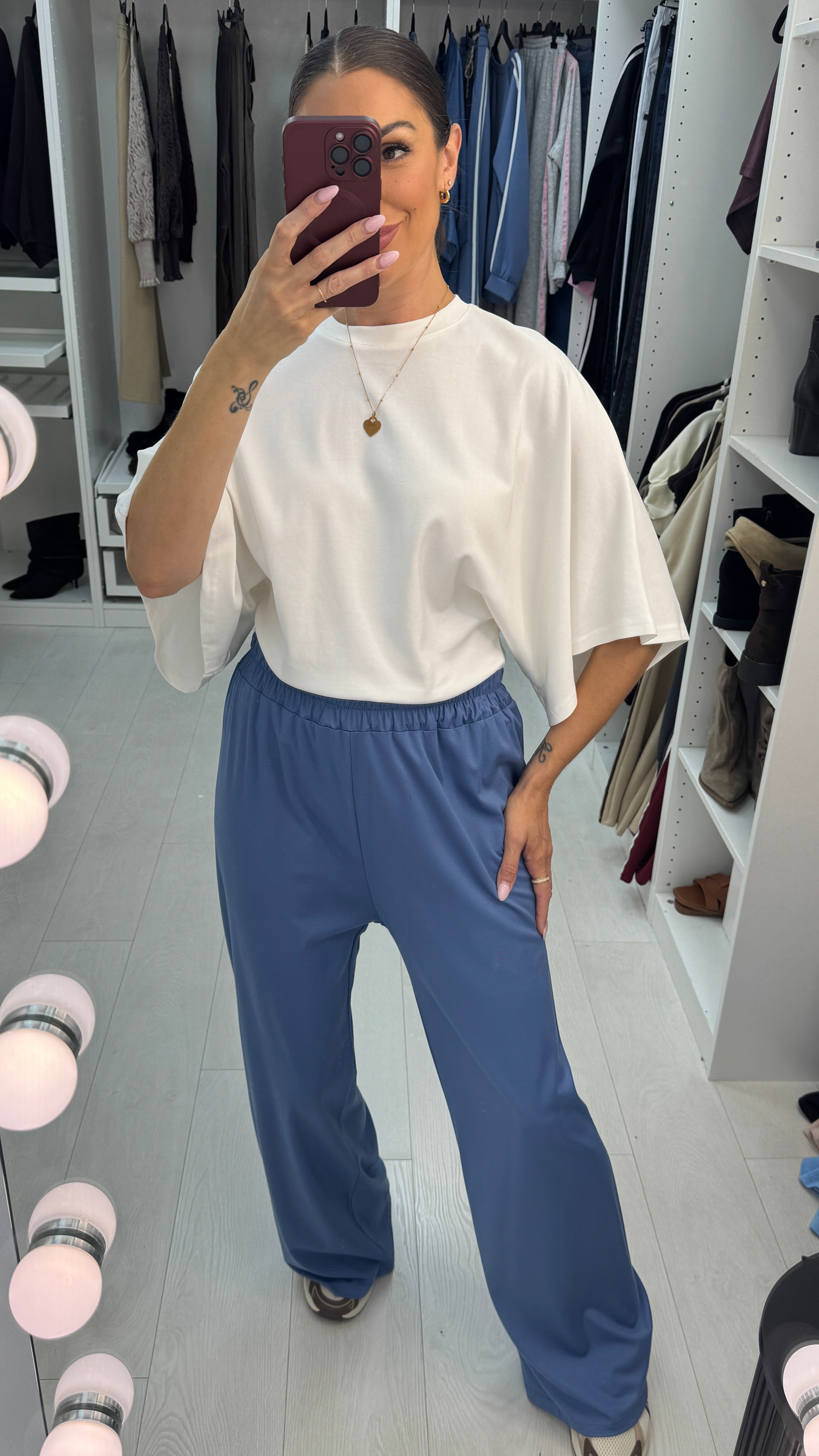Honour Plain Elasticated Waist Wide Leg Trousers
