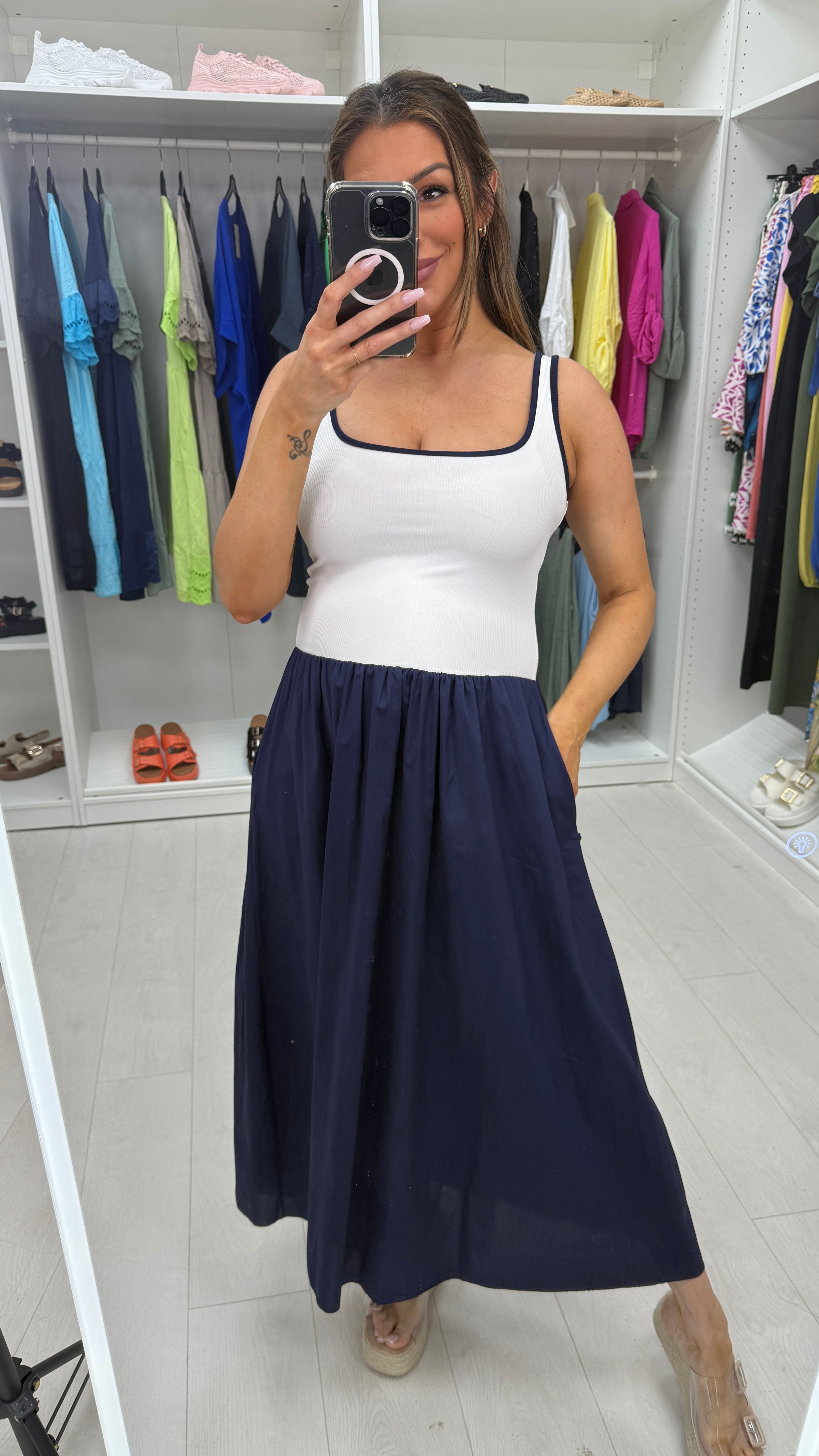 Shalma Colour Block Poplin Dress