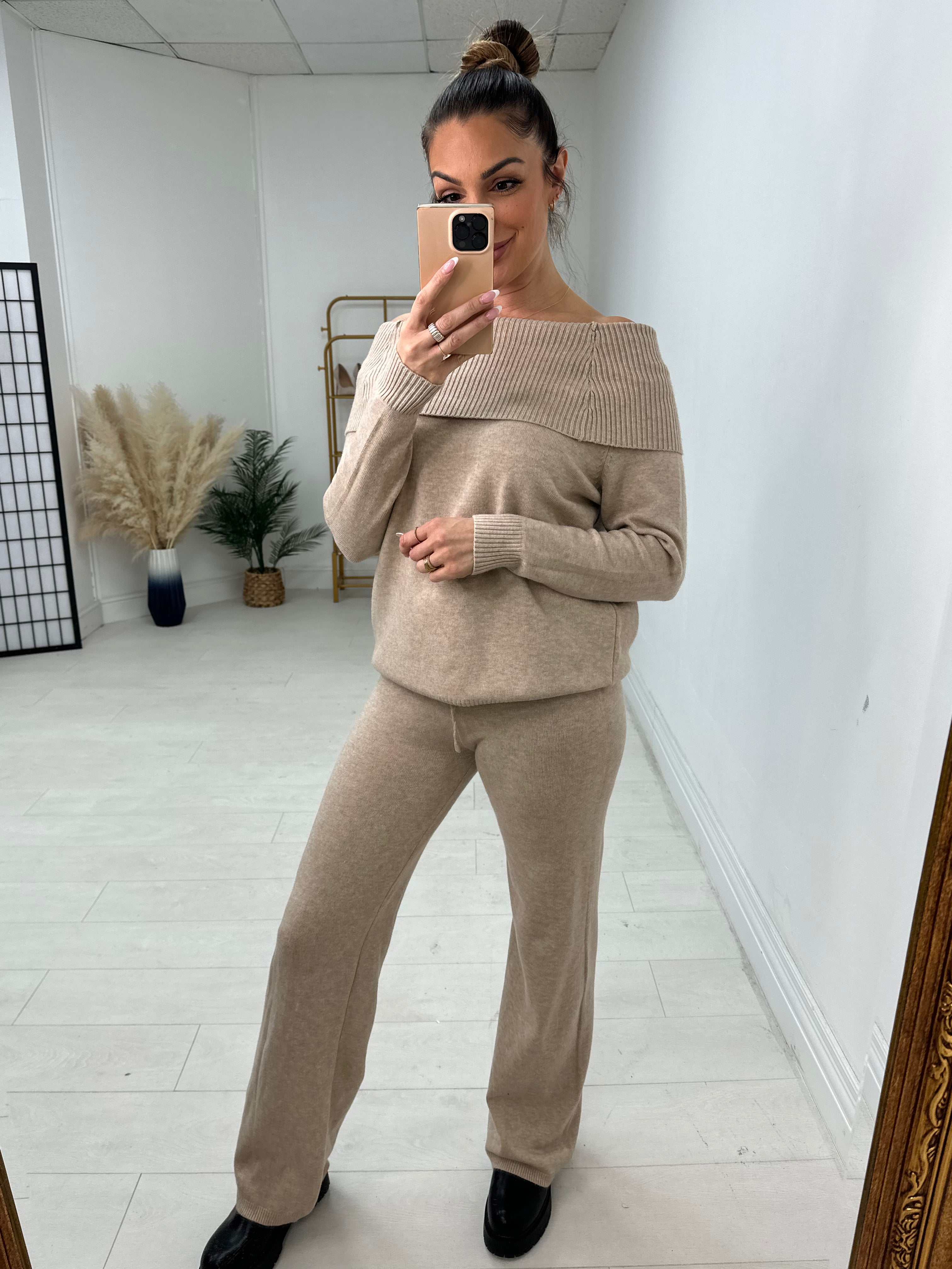 Bexley Plain Cowl Neck Loungewear Set