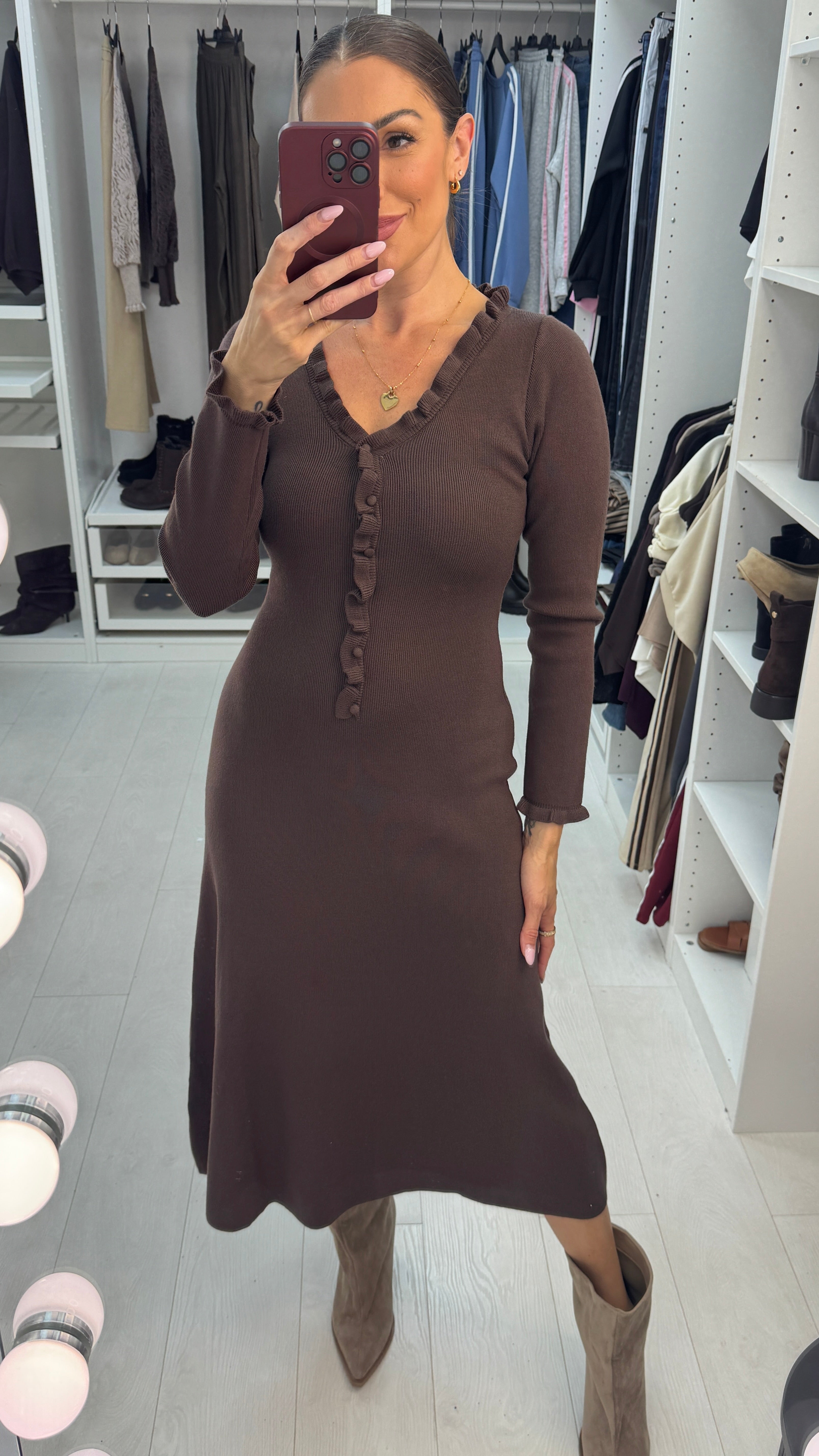 Yona V Neck Button Detailed Dress