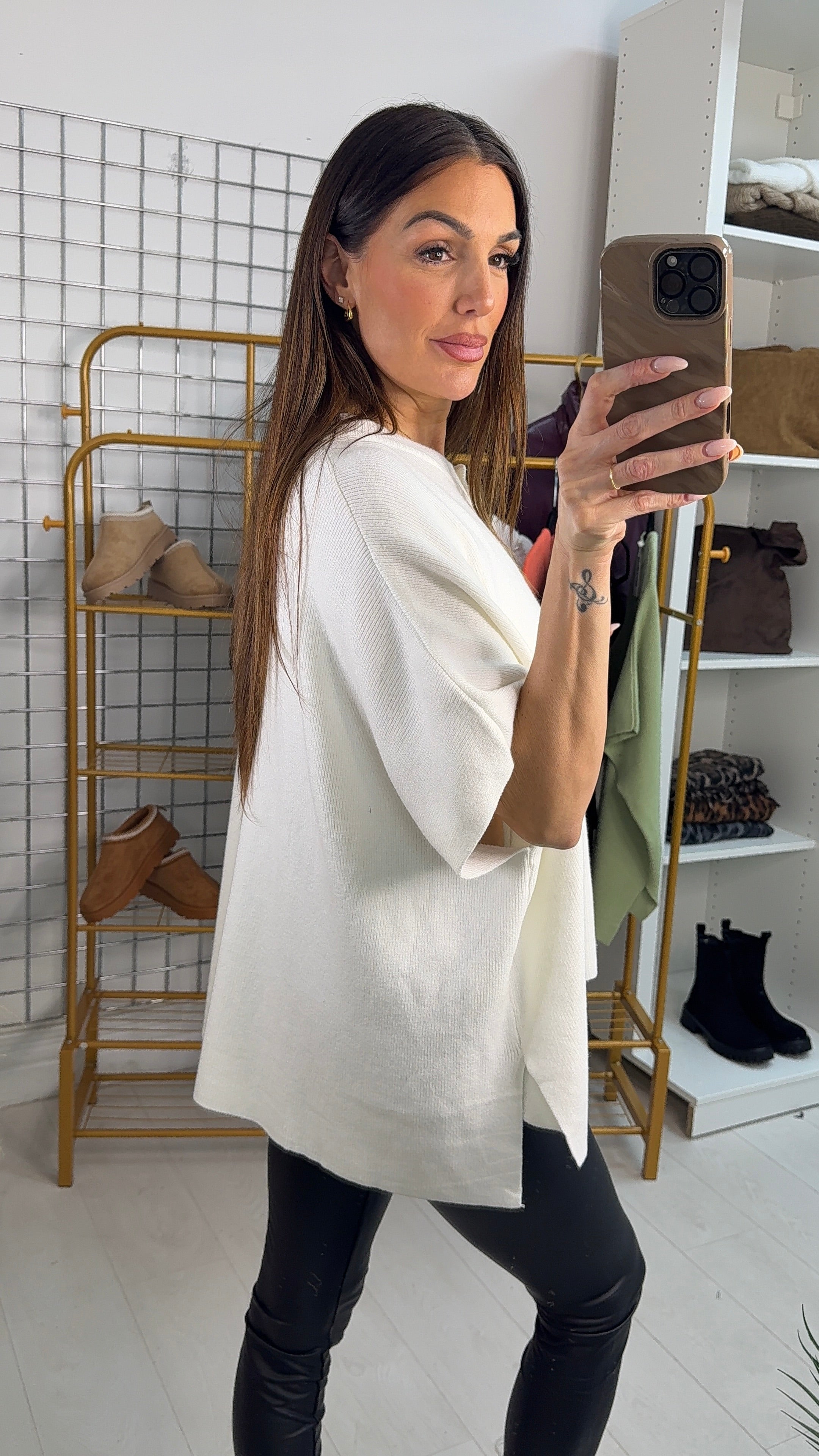 Meghan Button Detail Short Sleeve Loose Fit Jumper