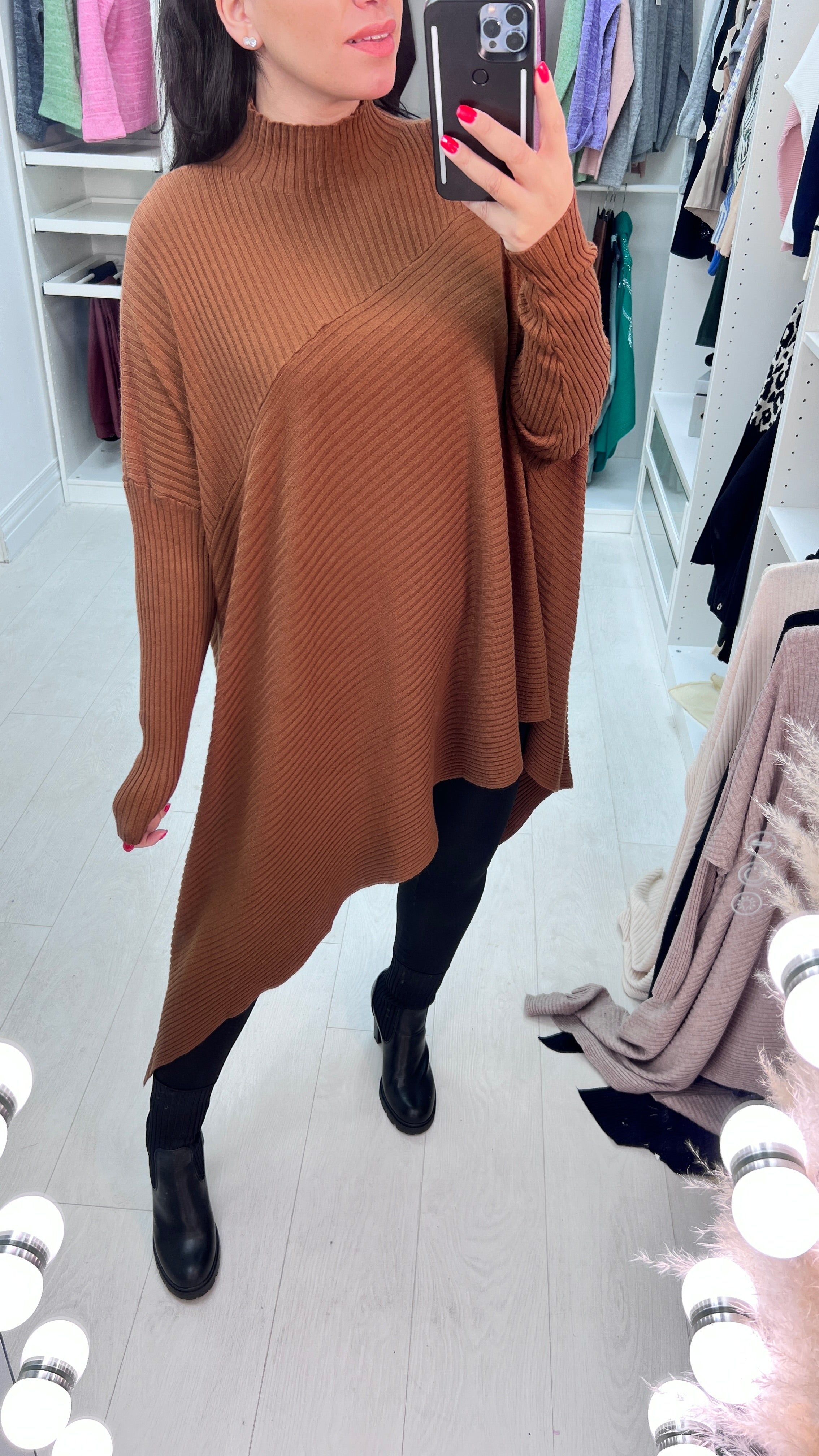 Jimzy Asymmetric High Neck Jumper