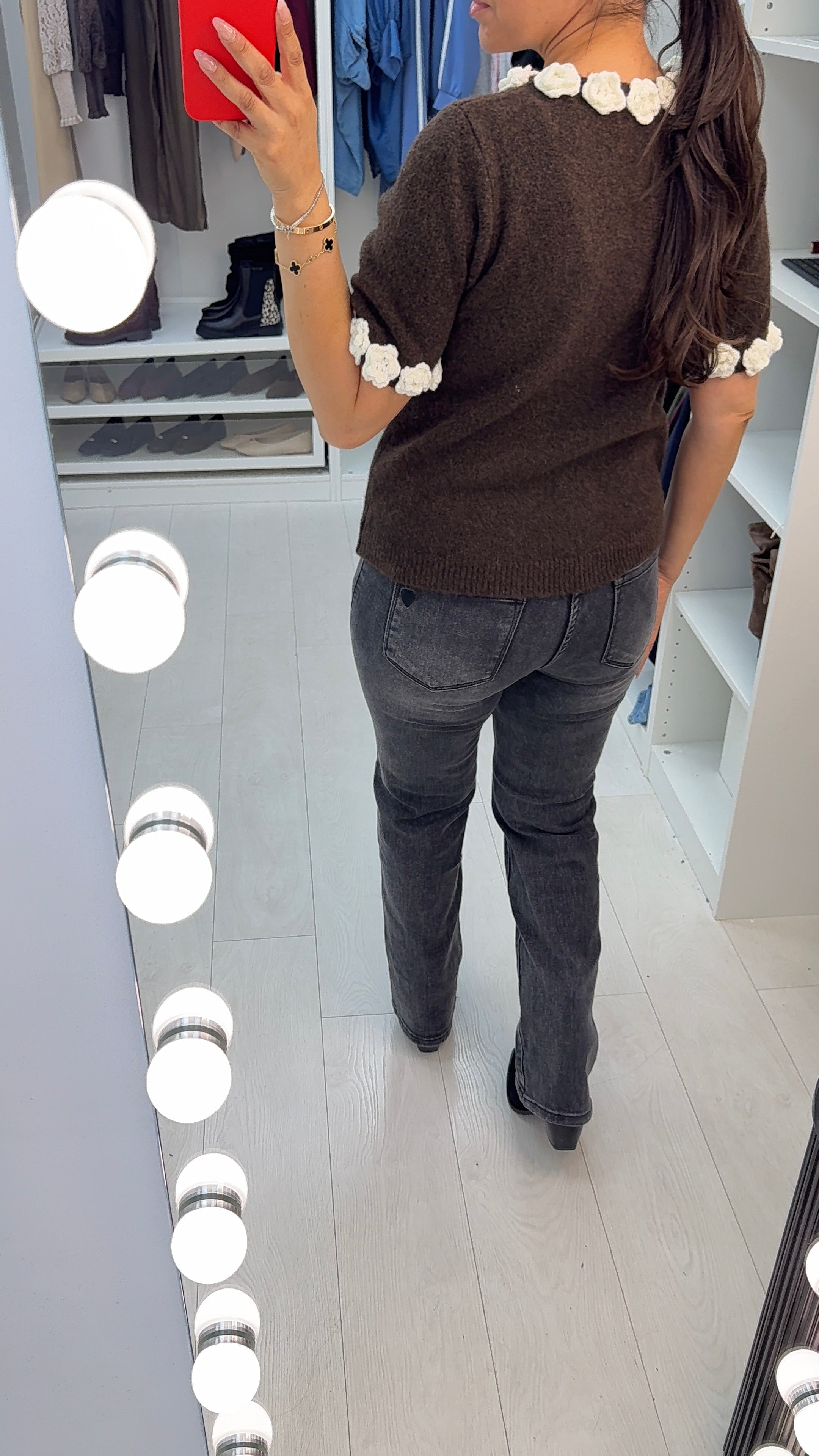 Ulani Crochet Flower Detailed Short Sleeve Jumper