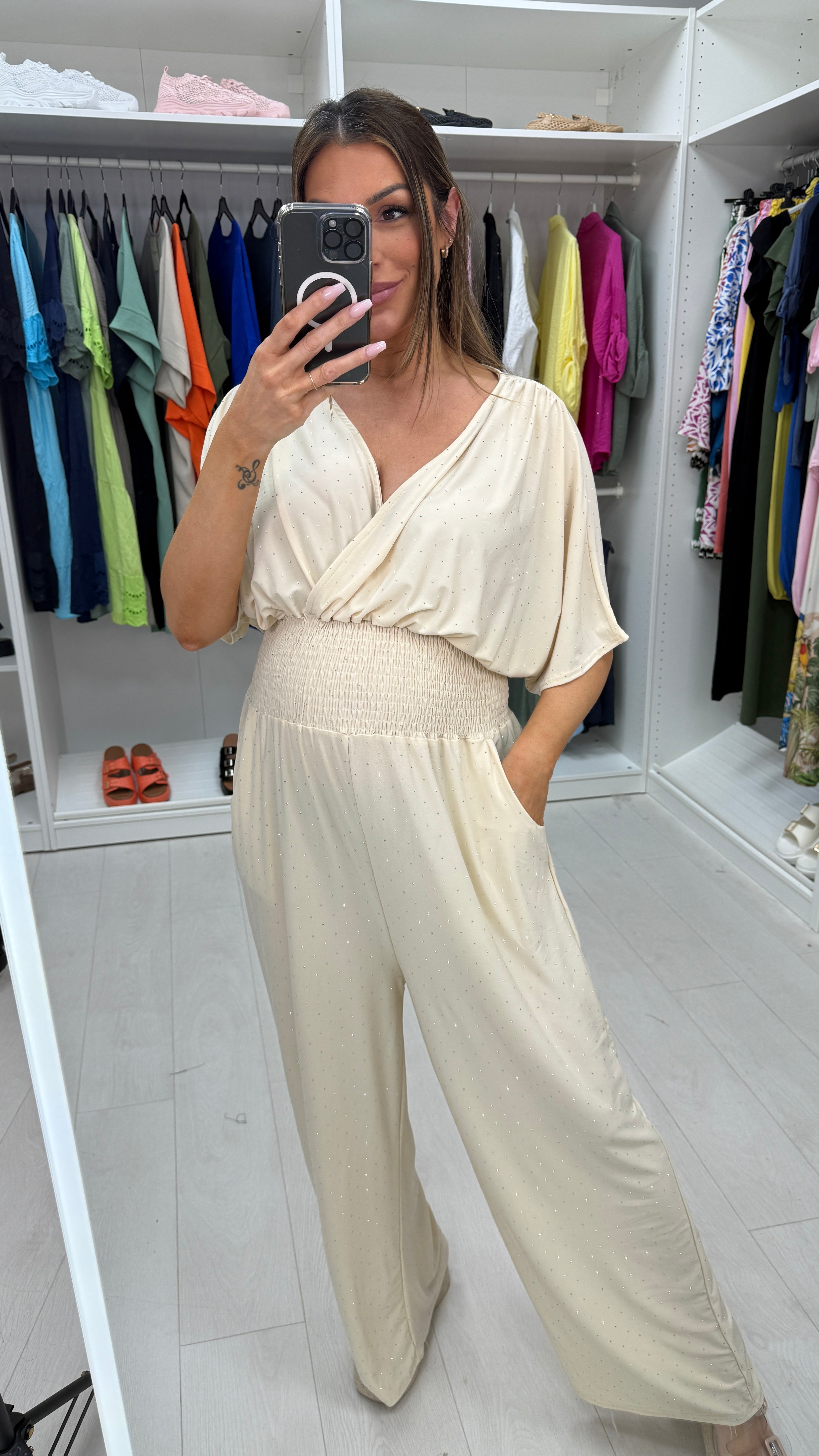 Helin V-Neck Diamante Magic Jumpsuit