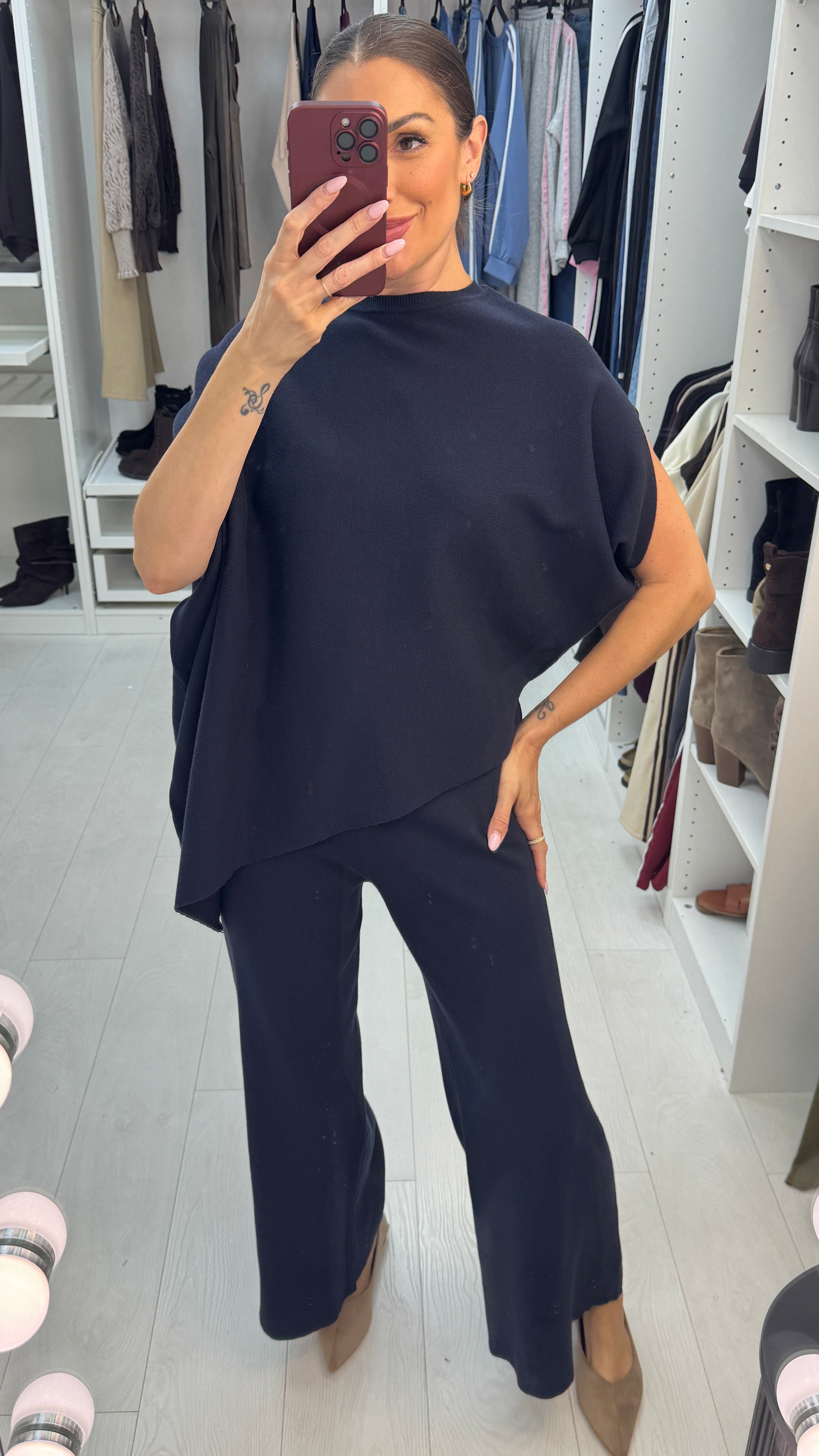 Jaida Plain Asymmetric Loungewear Set