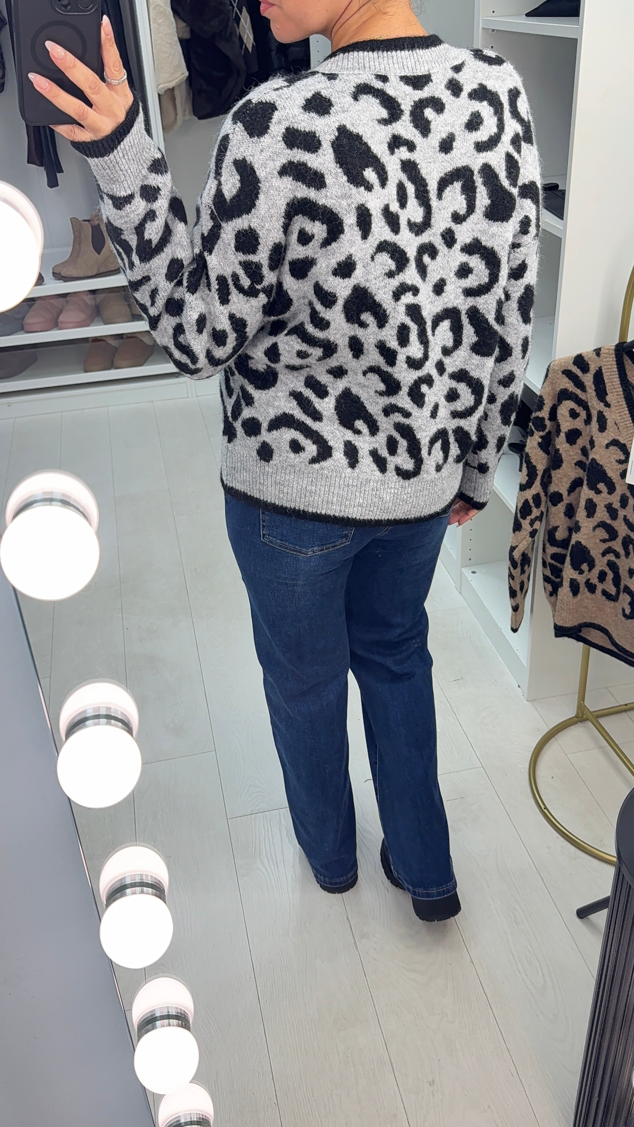 Archer Leopard Print V Neck Jumper