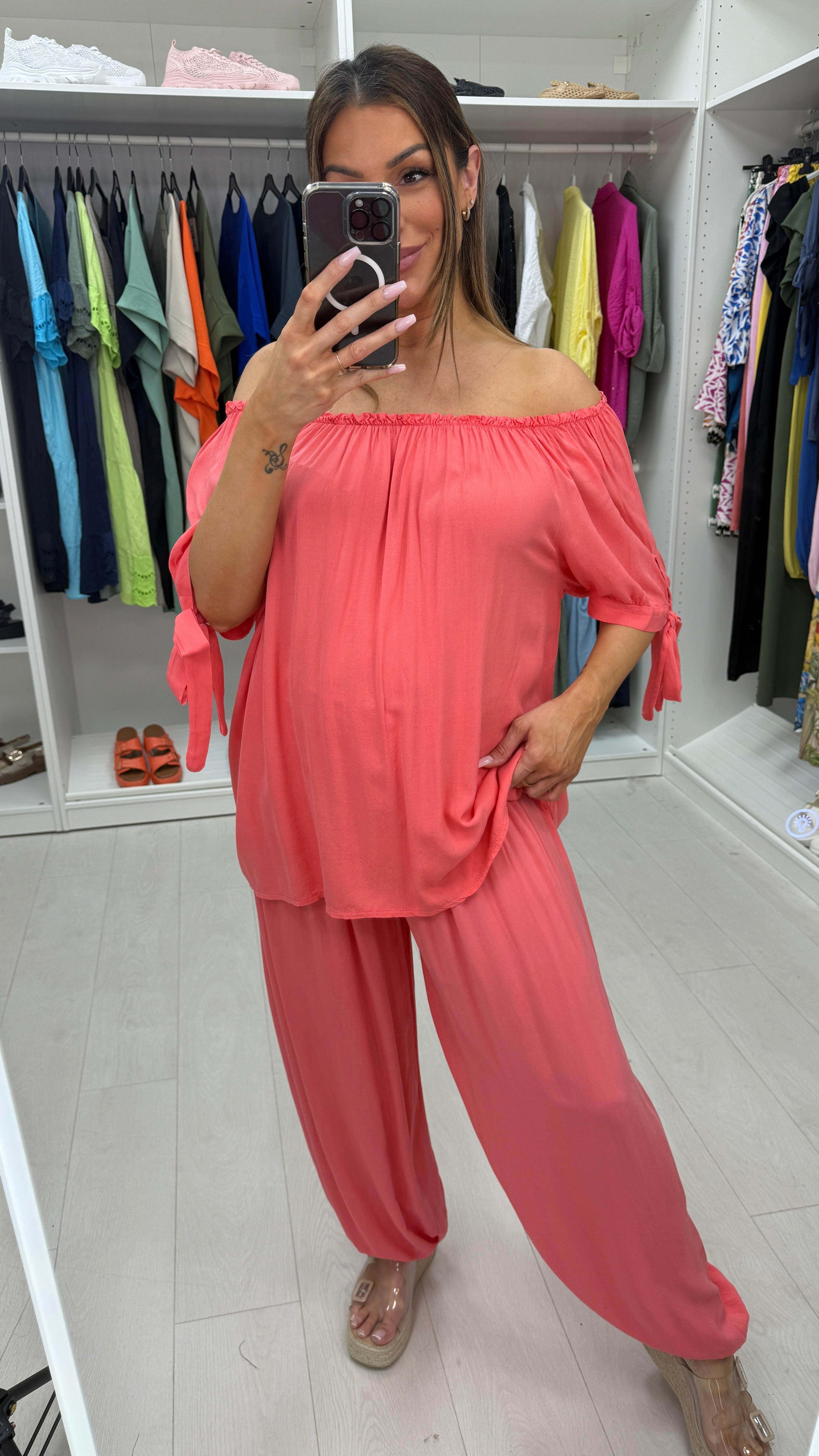 Sapphira Elasticated Tie Shoulder Hareem Co-Ord