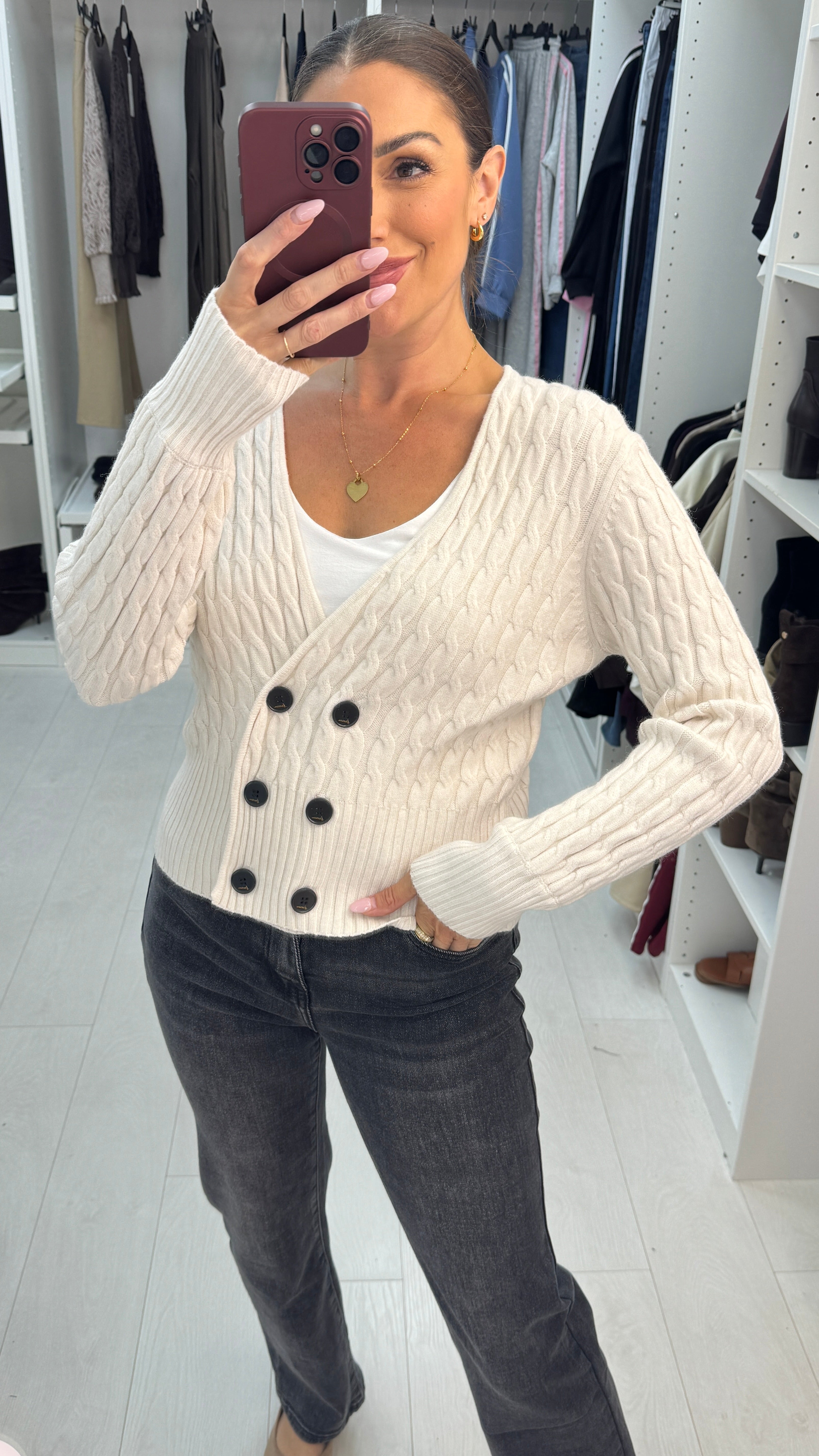 Alexa Plain Cable Knit Cardigan