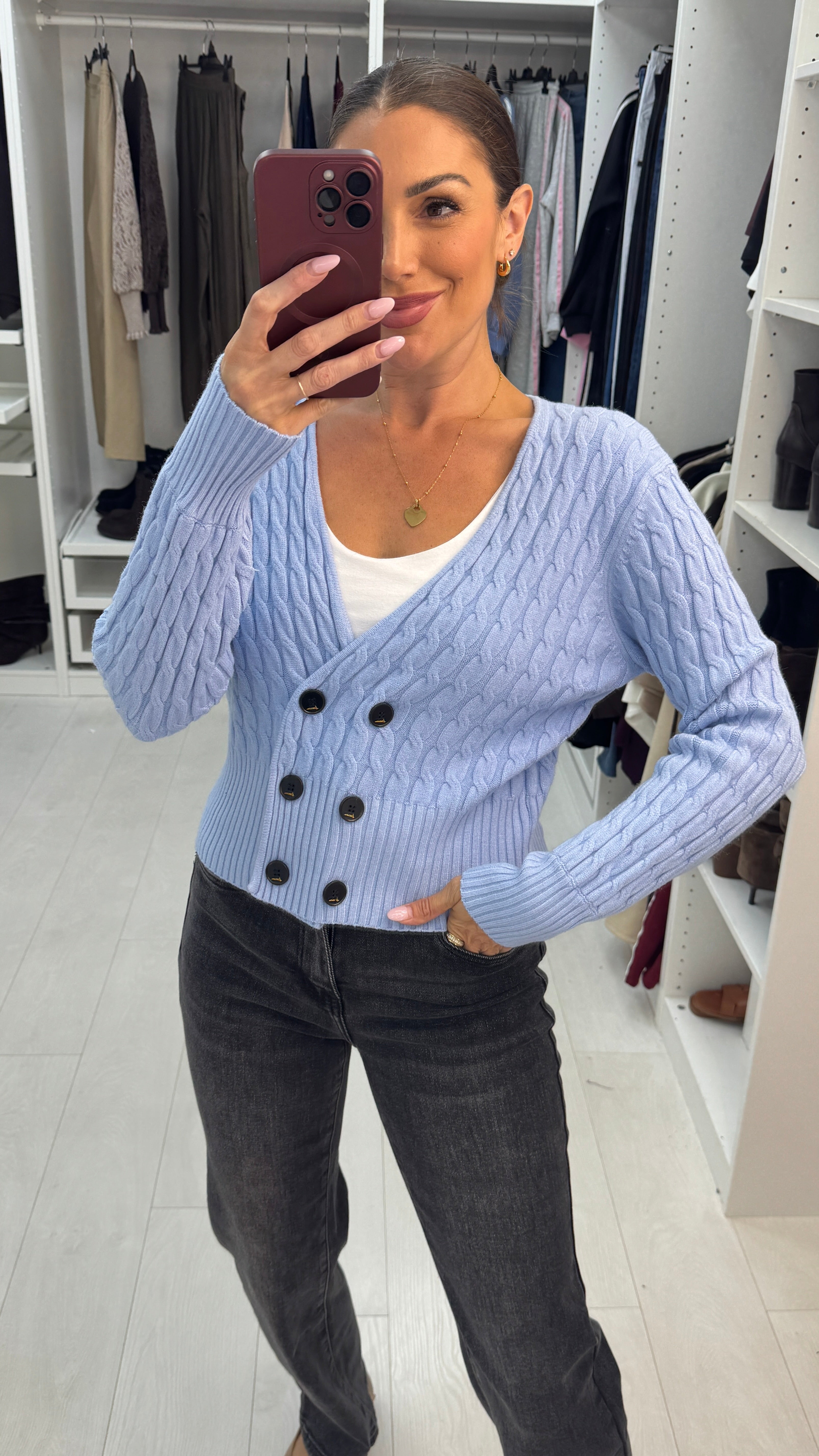 Alexa Plain Cable Knit Cardigan