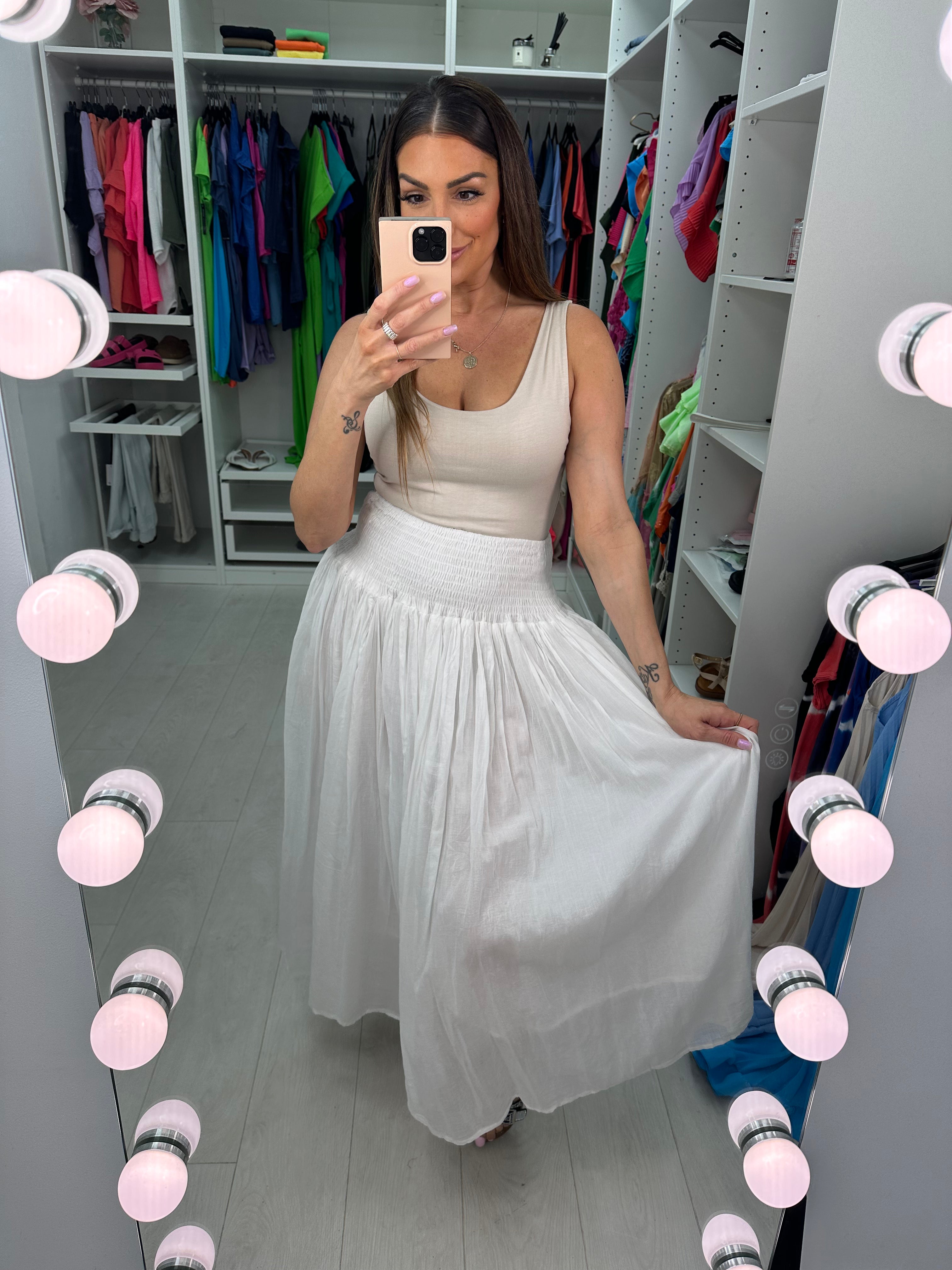 Stefanie Plain Elasticated High Waist Maxi Skirt