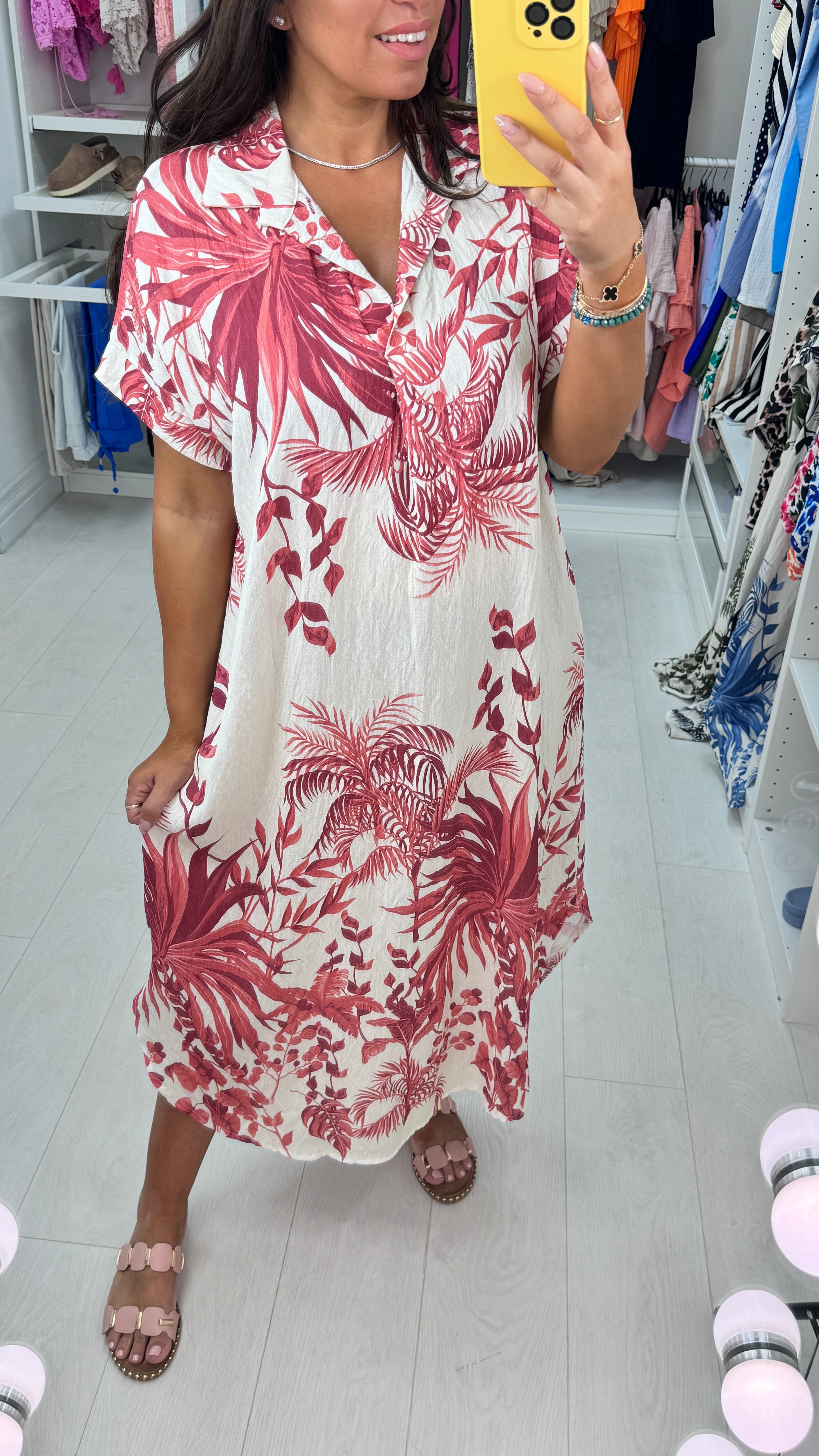 Philomena Leaf Pattern Crepe Maxi Dress