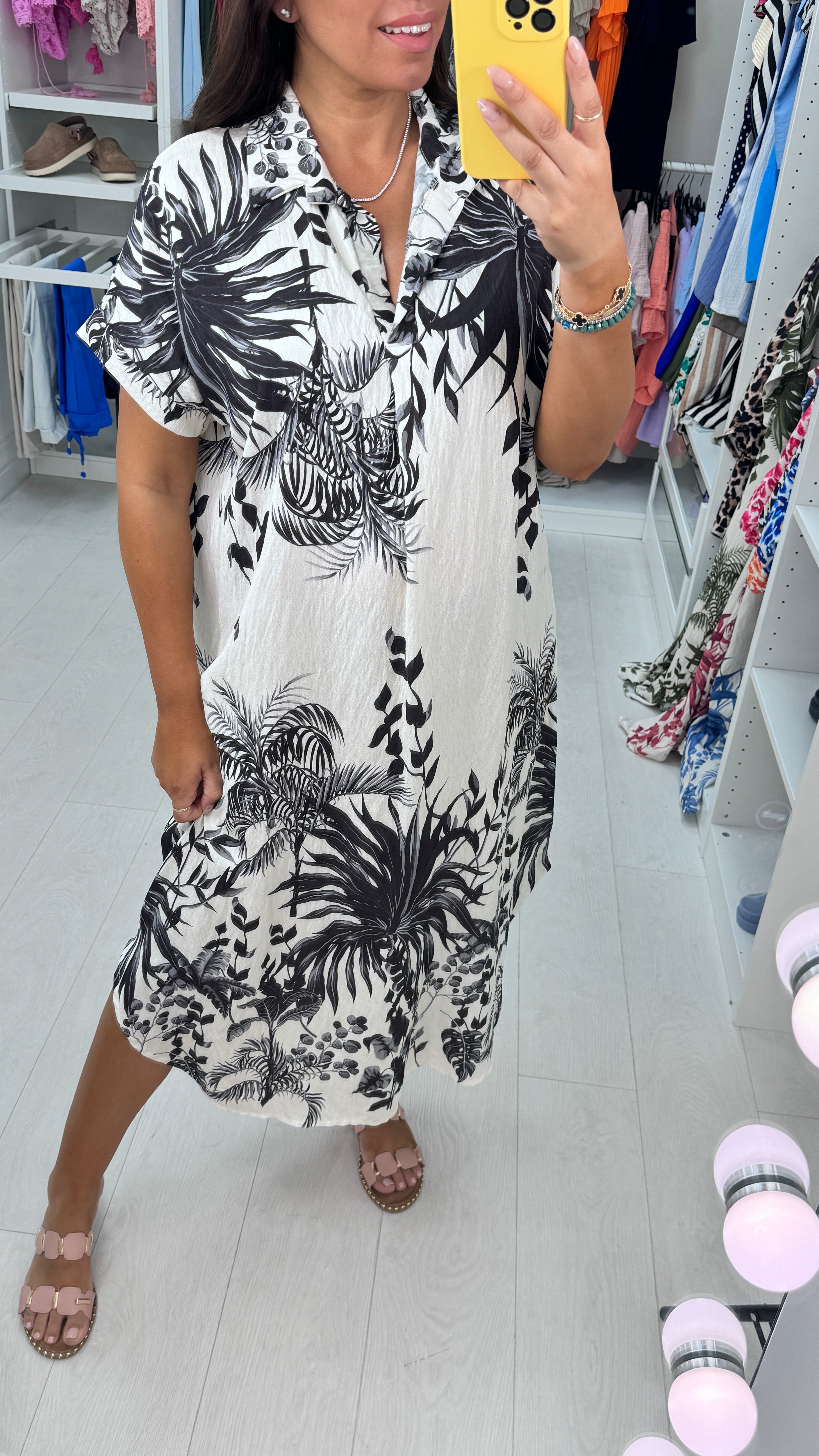 Philomena Leaf Pattern Crepe Maxi Dress