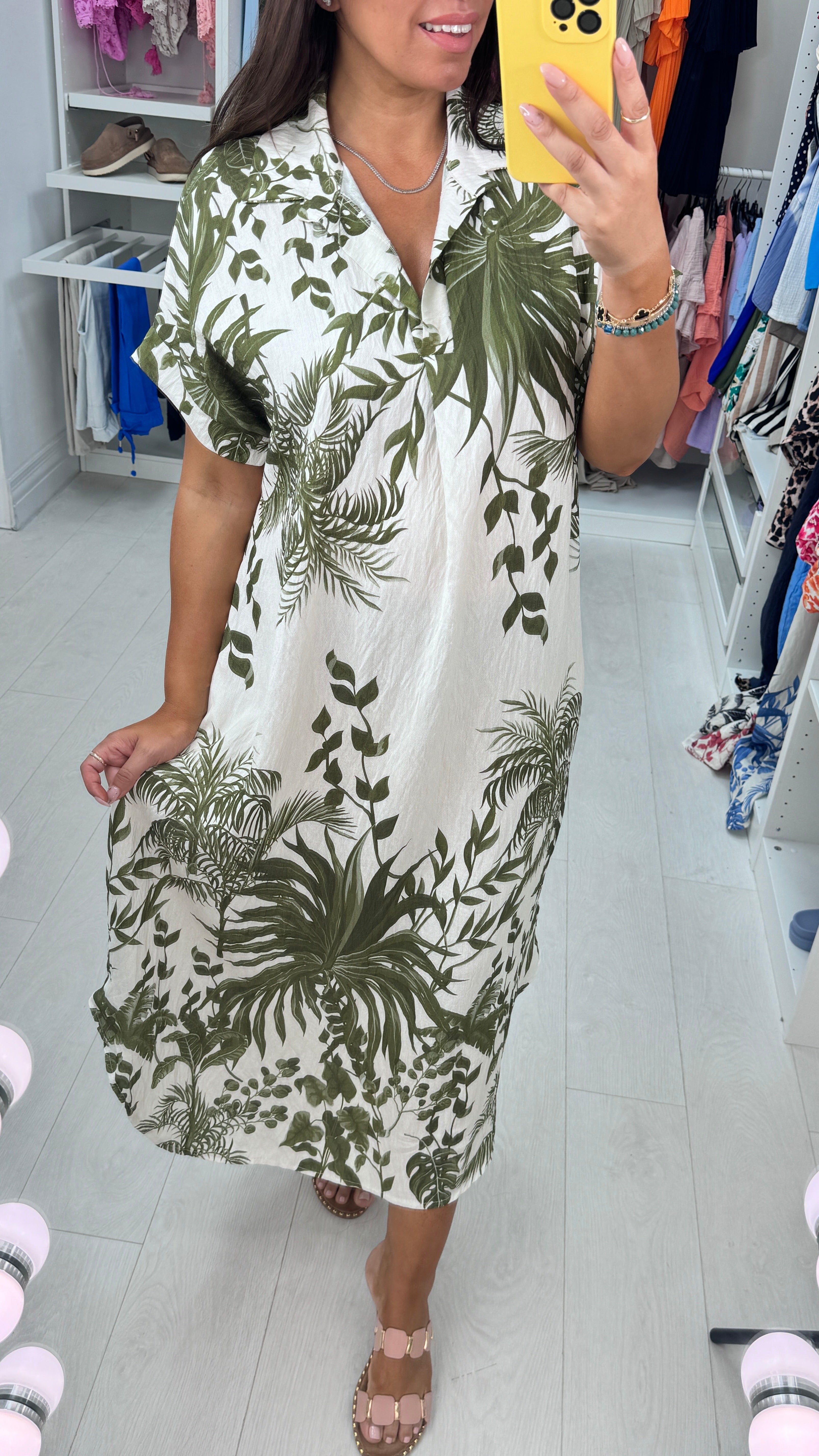 Philomena Leaf Pattern Crepe Maxi Dress