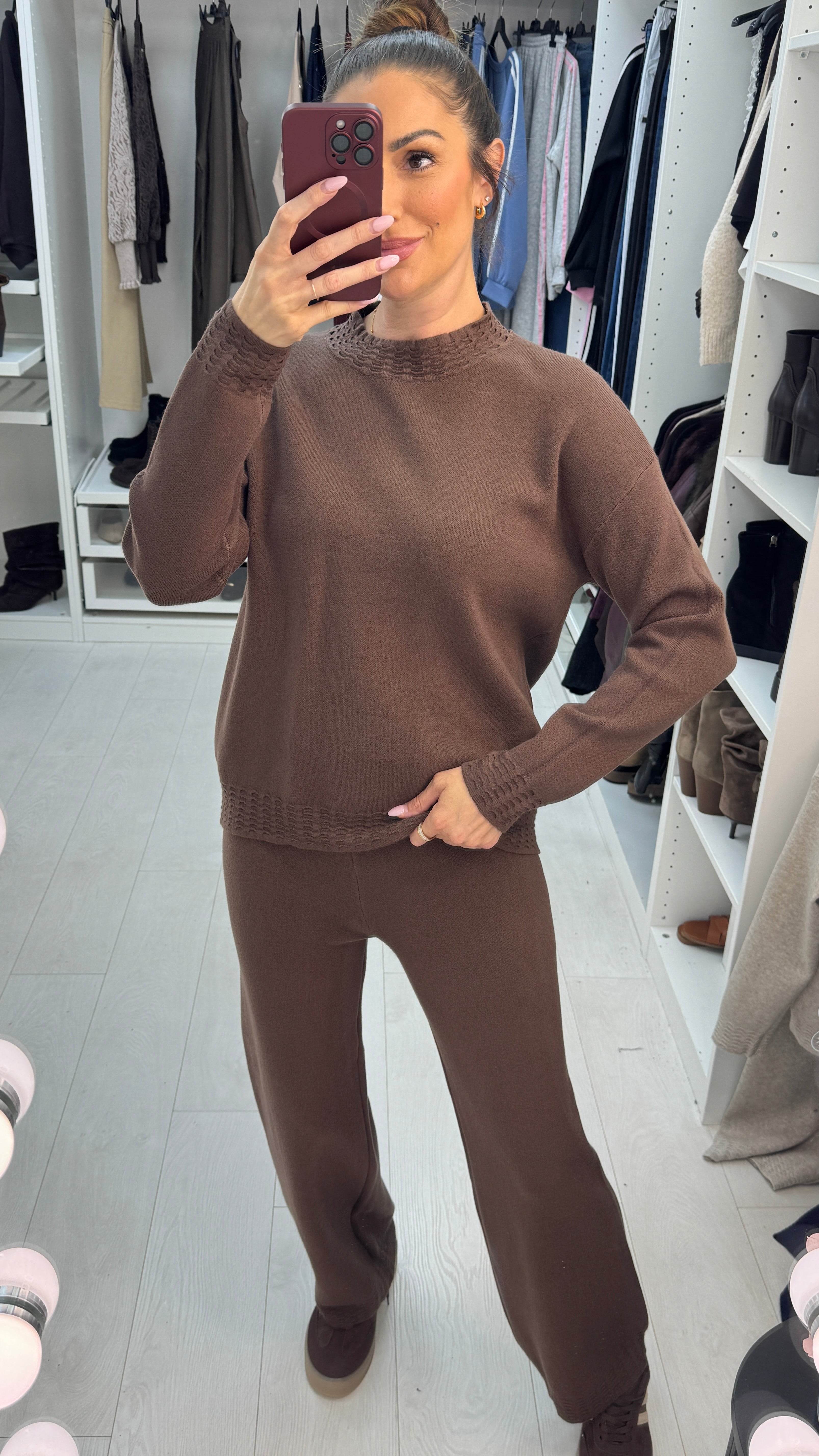 Remie Plain Textured Hem Loungewear Set