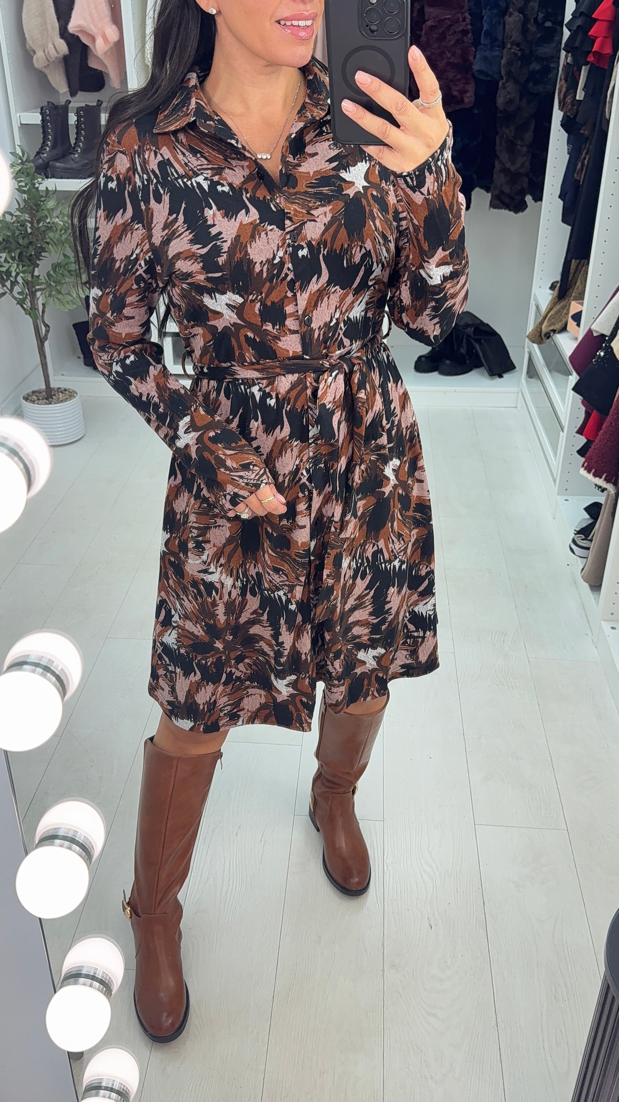 Farron Abstract Print Button Front Dress