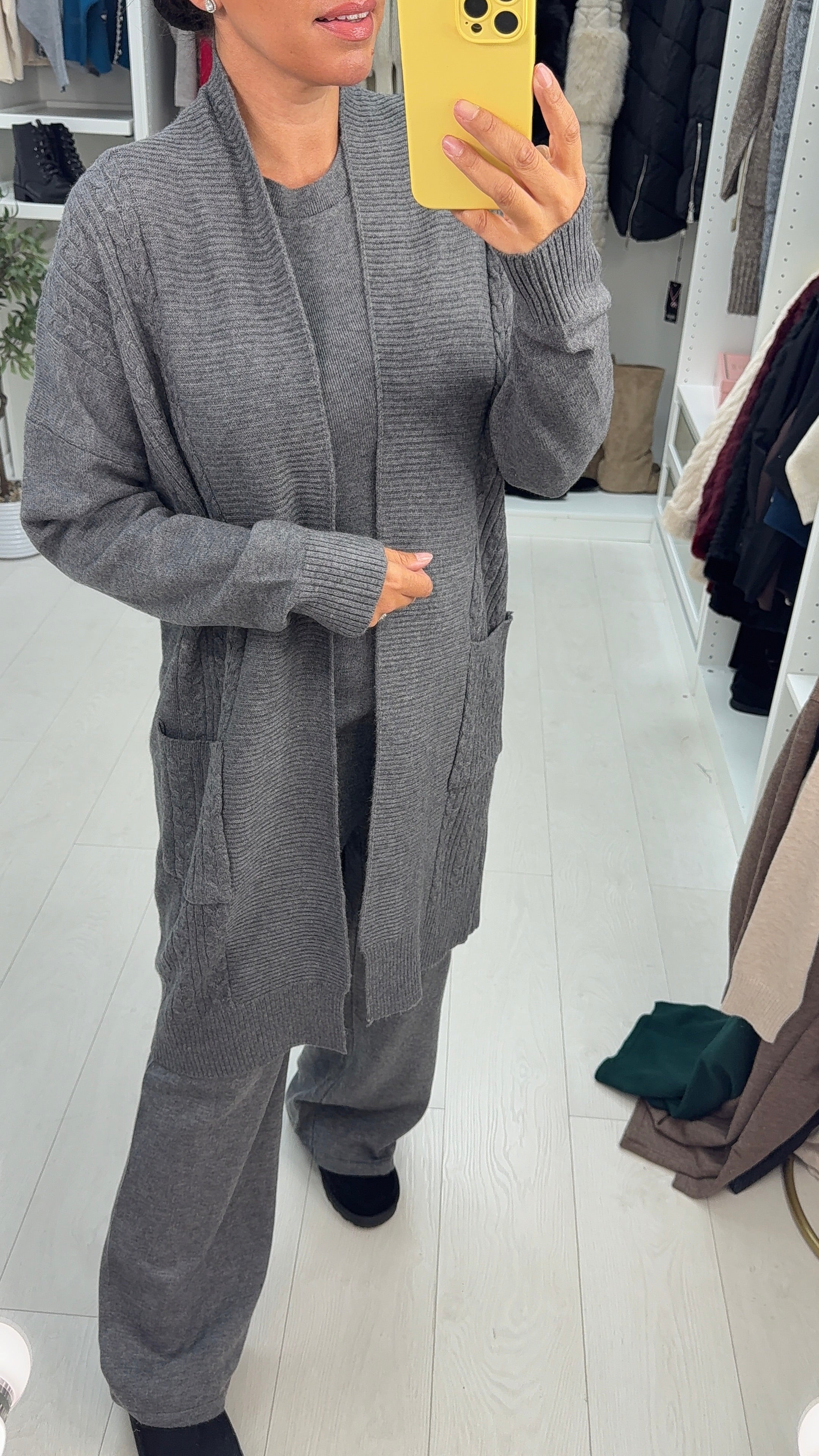 Candece Plain Cable Knit 3 Piece Loungewear Set