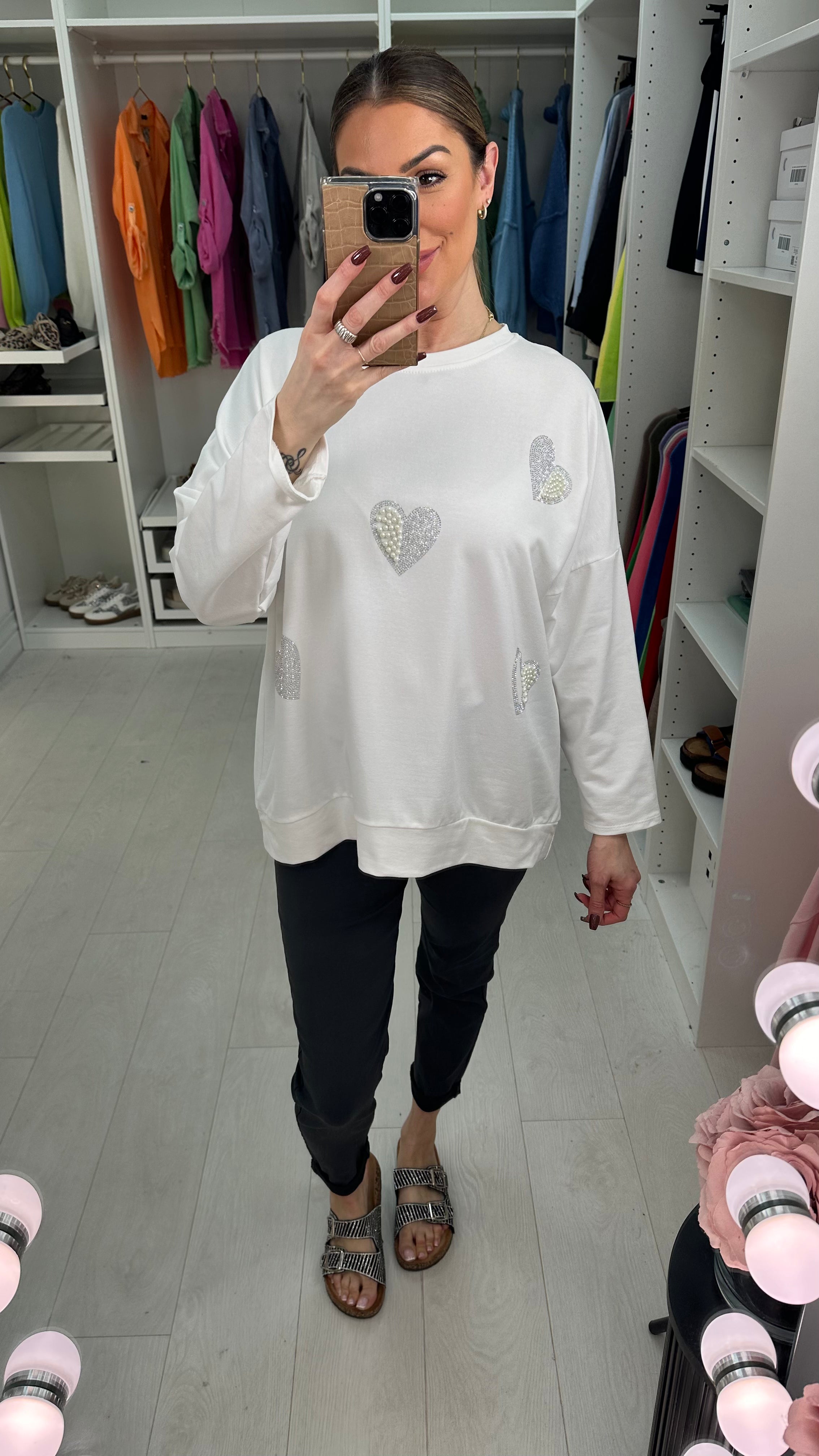 Claire Embellished Heart Detailed Sweatshirt