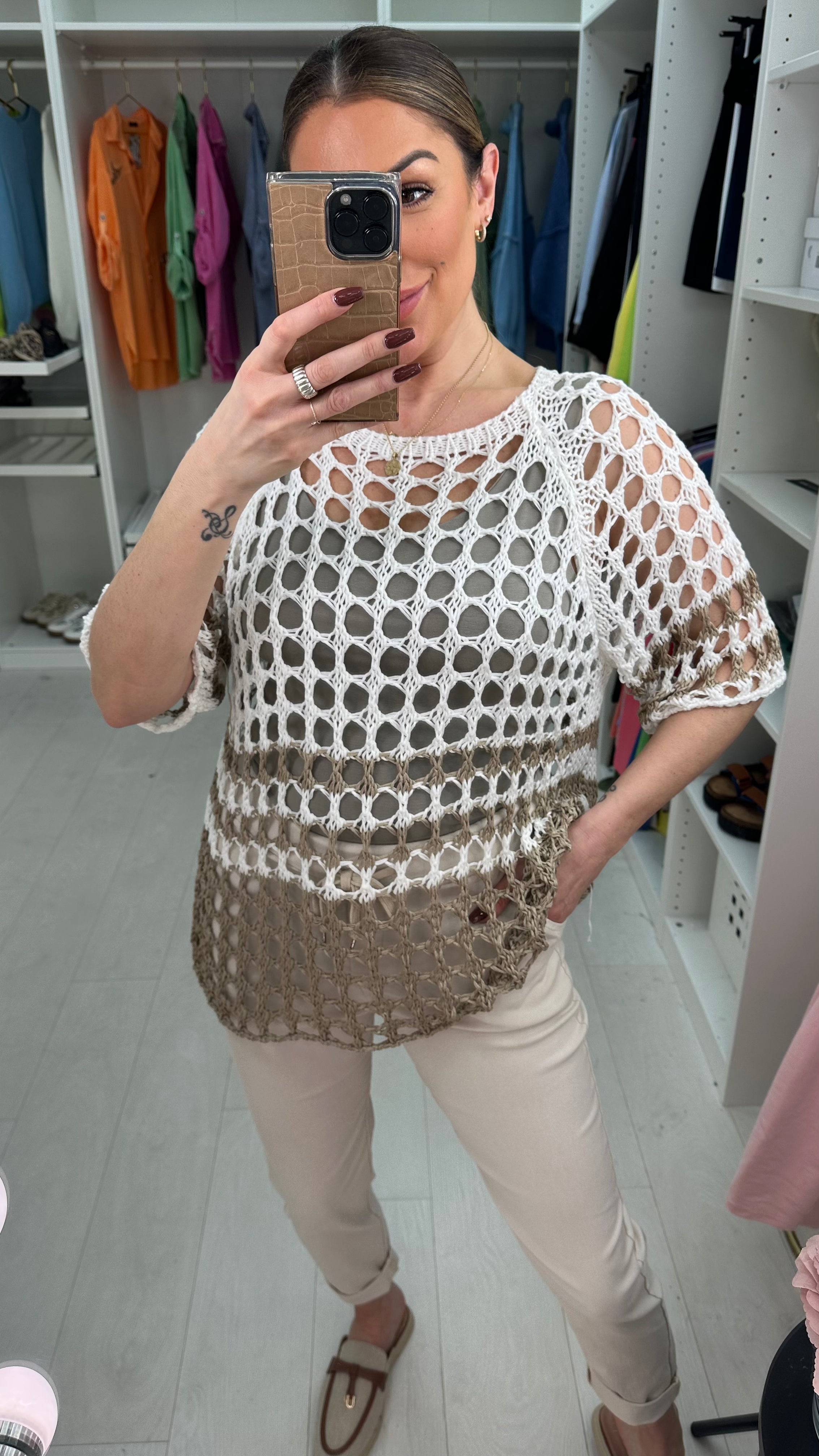 Maureen Colour Block Crochet Top