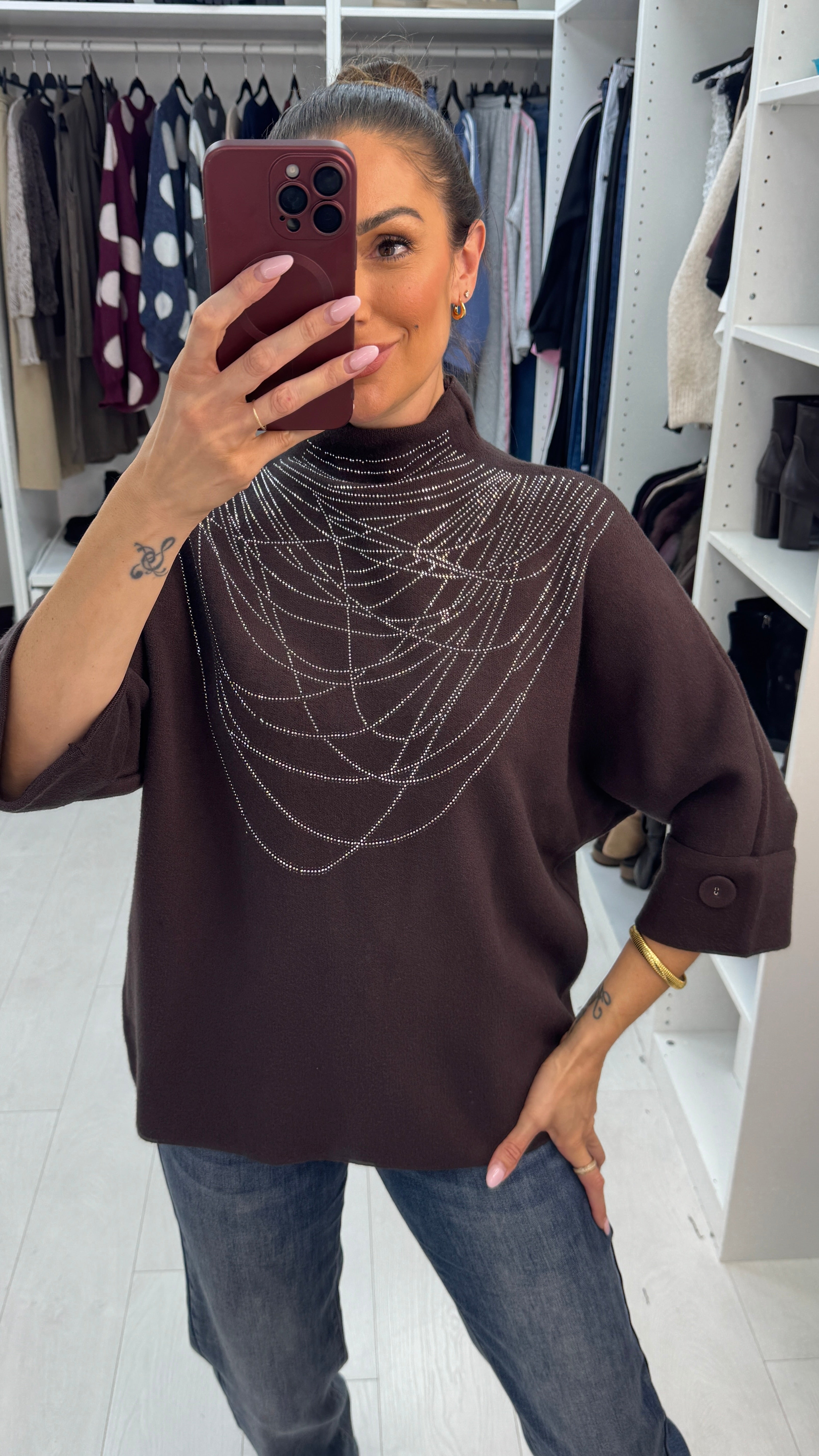 Berkley Embellished High Neck Jumper