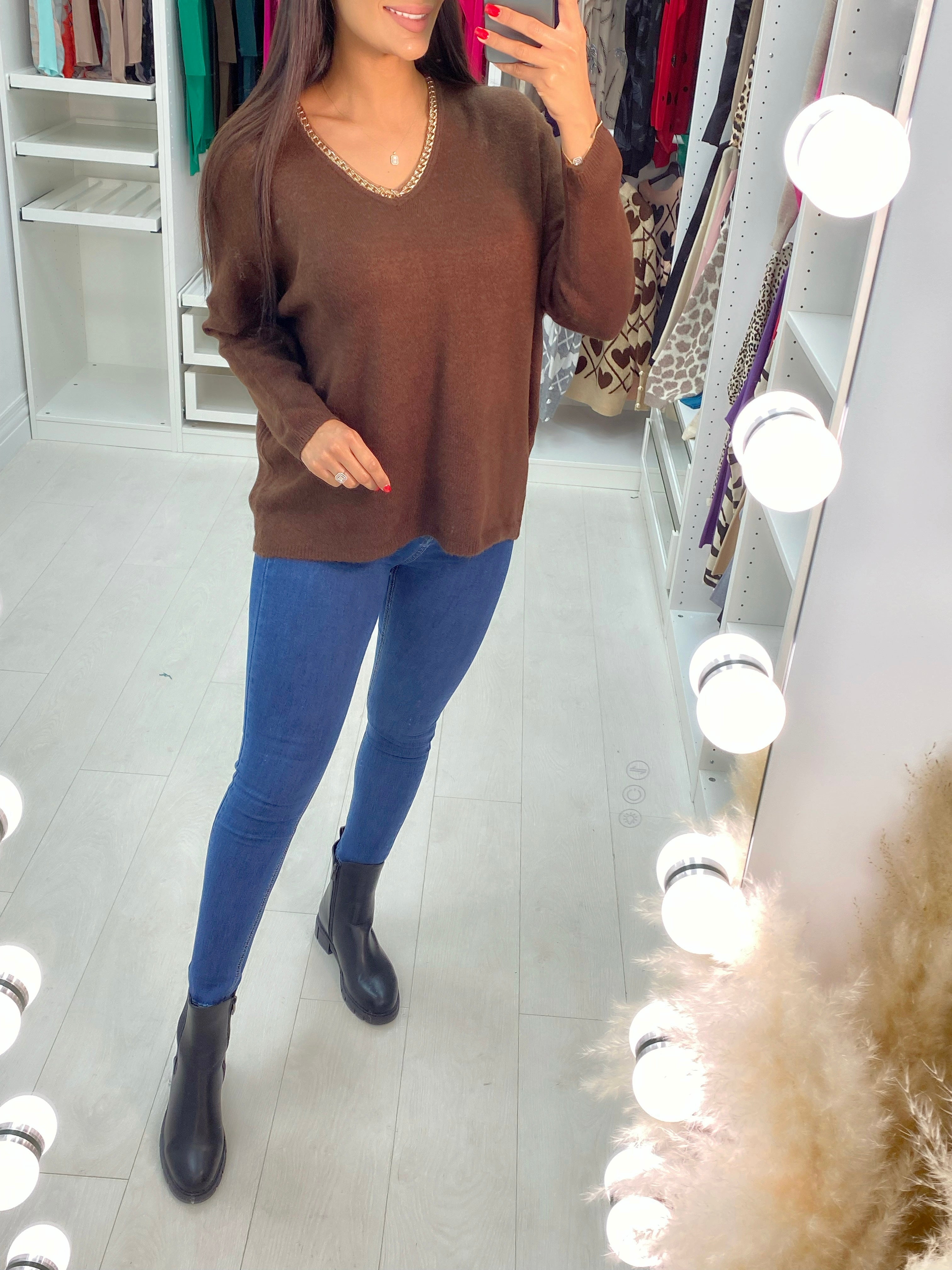 Mabel Chain Neckline Soft Knit Jumper