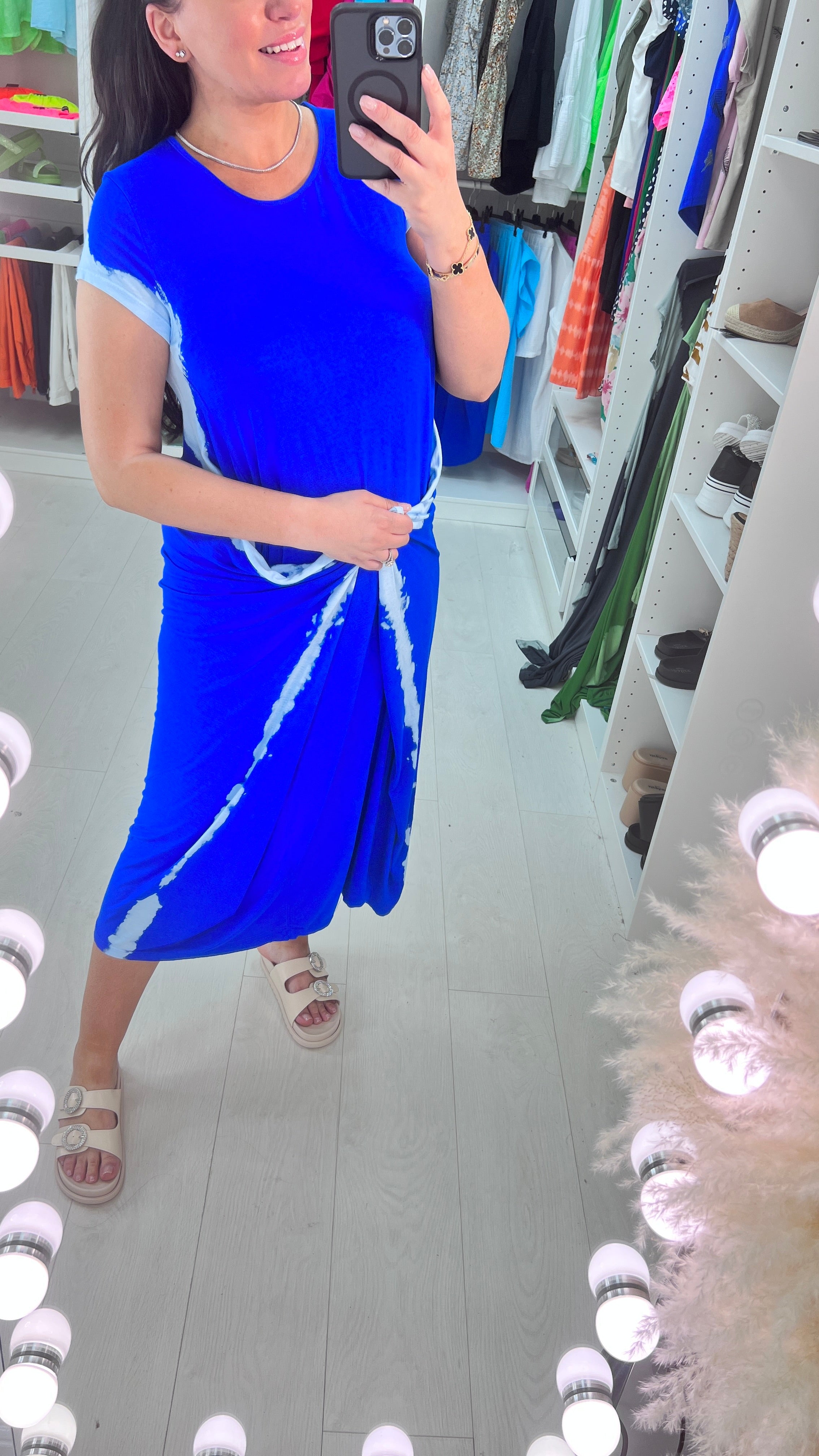 Mooma Oversized Tie Dye Drape Side Knot Dress