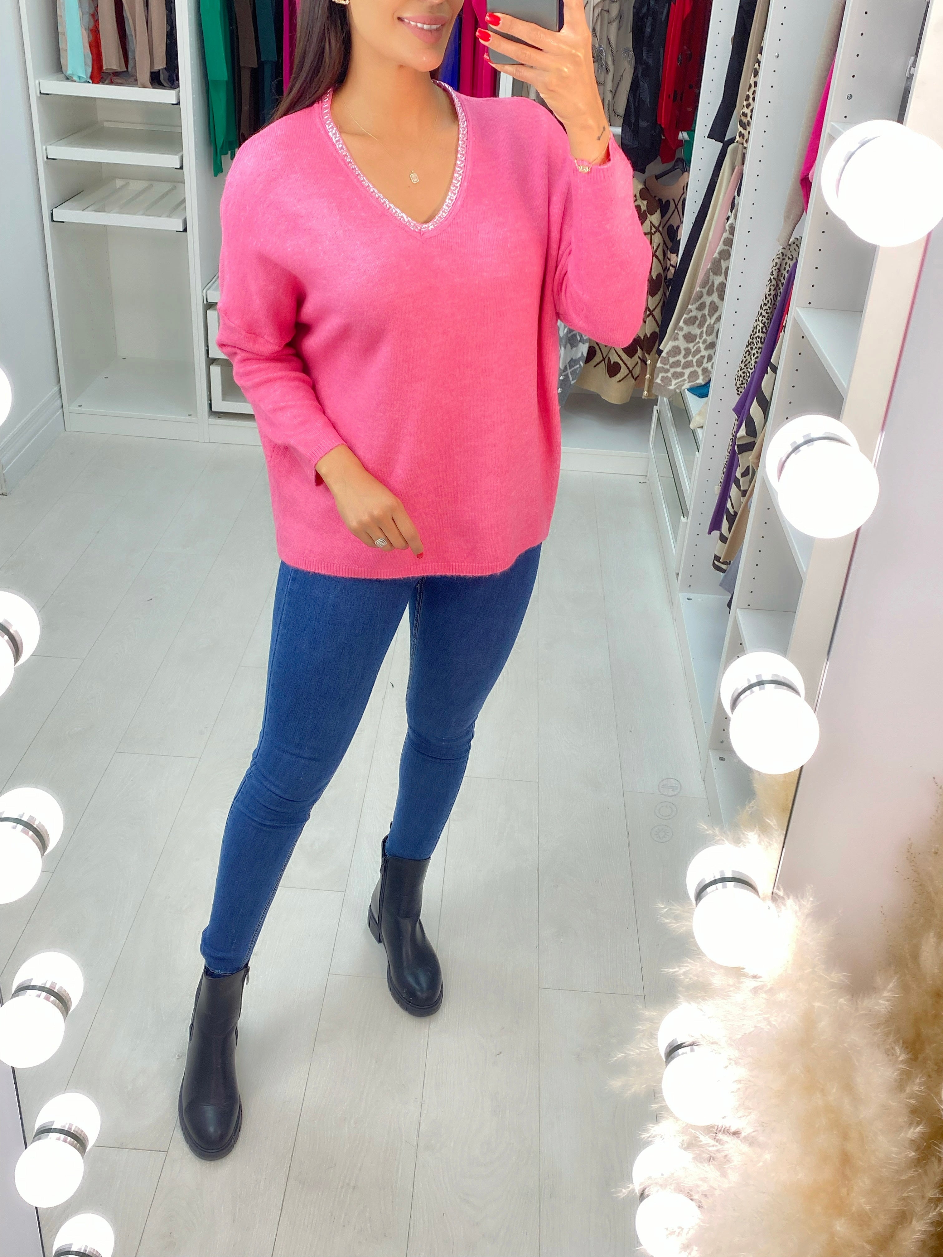 Mabel Chain Neckline Soft Knit Jumper