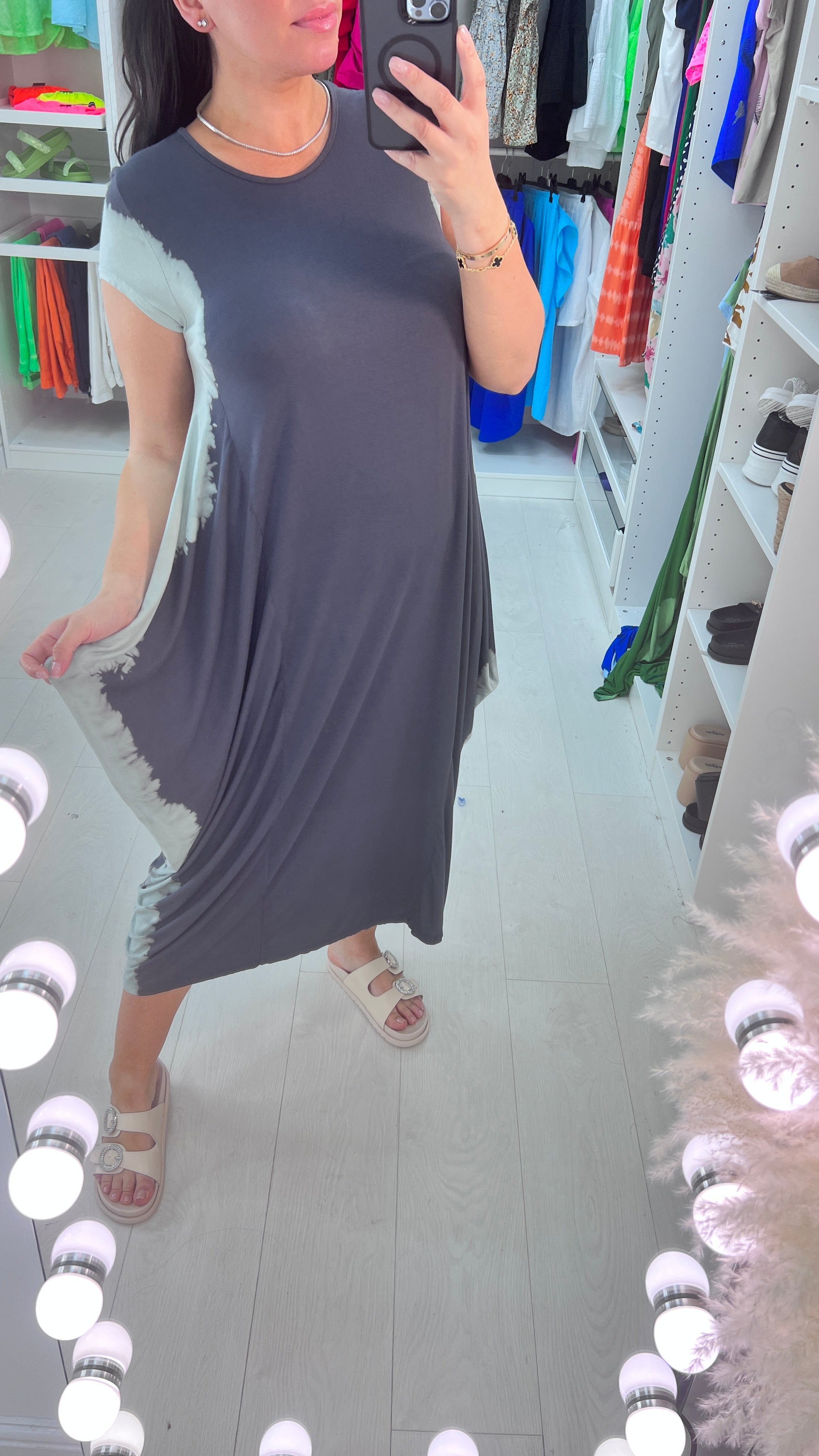 Mooma Oversized Tie Dye Drape Side Knot Dress