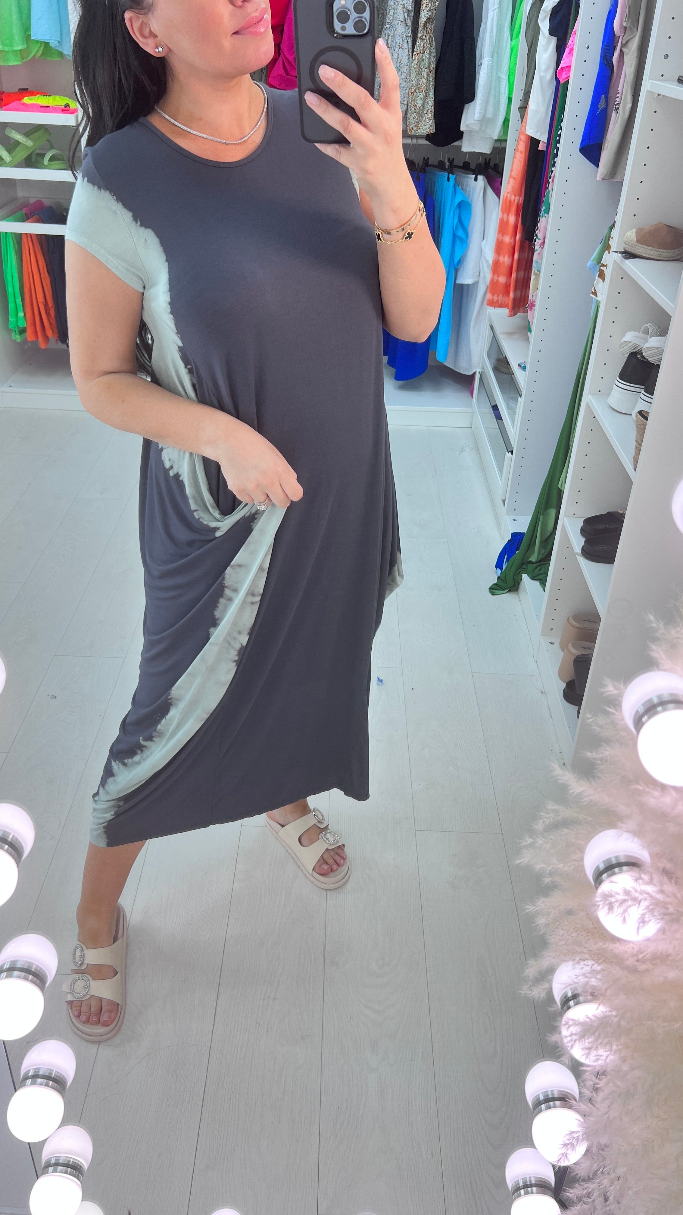 Mooma Oversized Tie Dye Drape Side Knot Dress