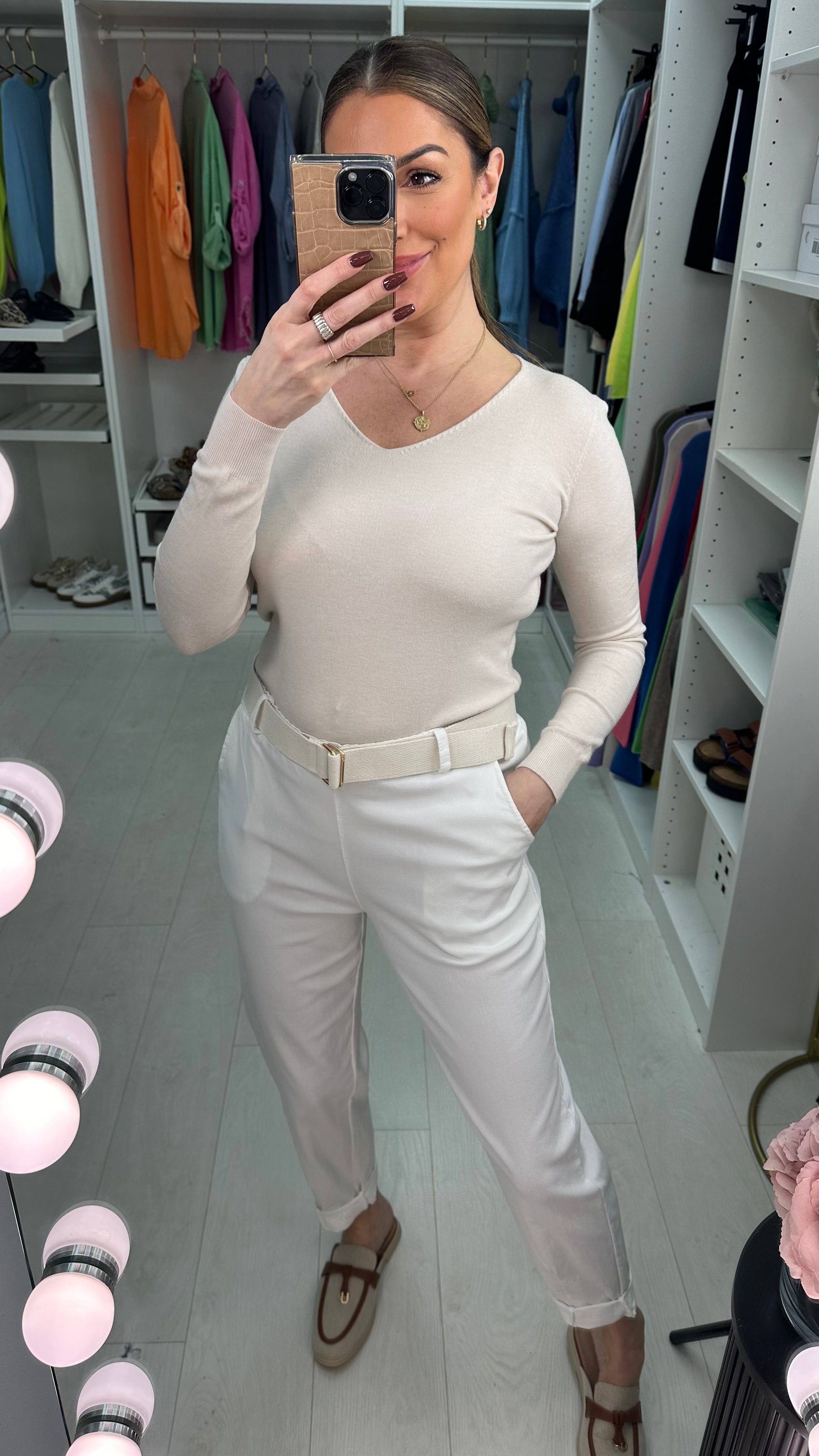 Amor Plain Magic Fit Belted Trousers
