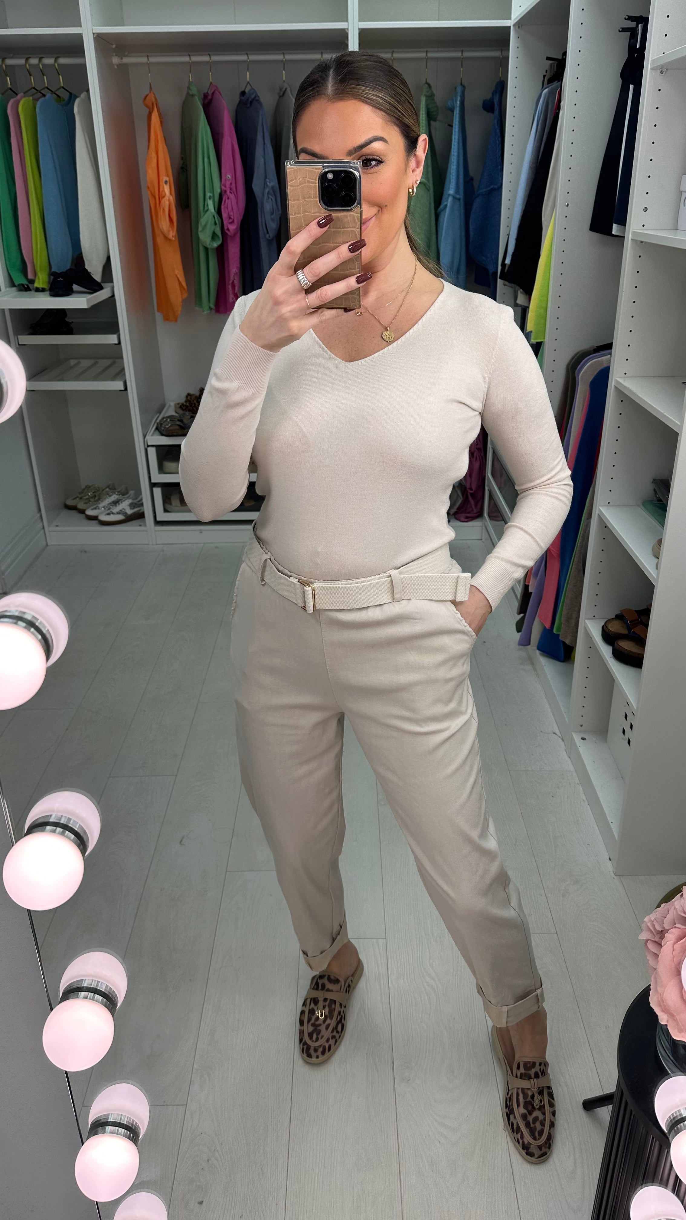 Amor Plain Magic Fit Belted Trousers