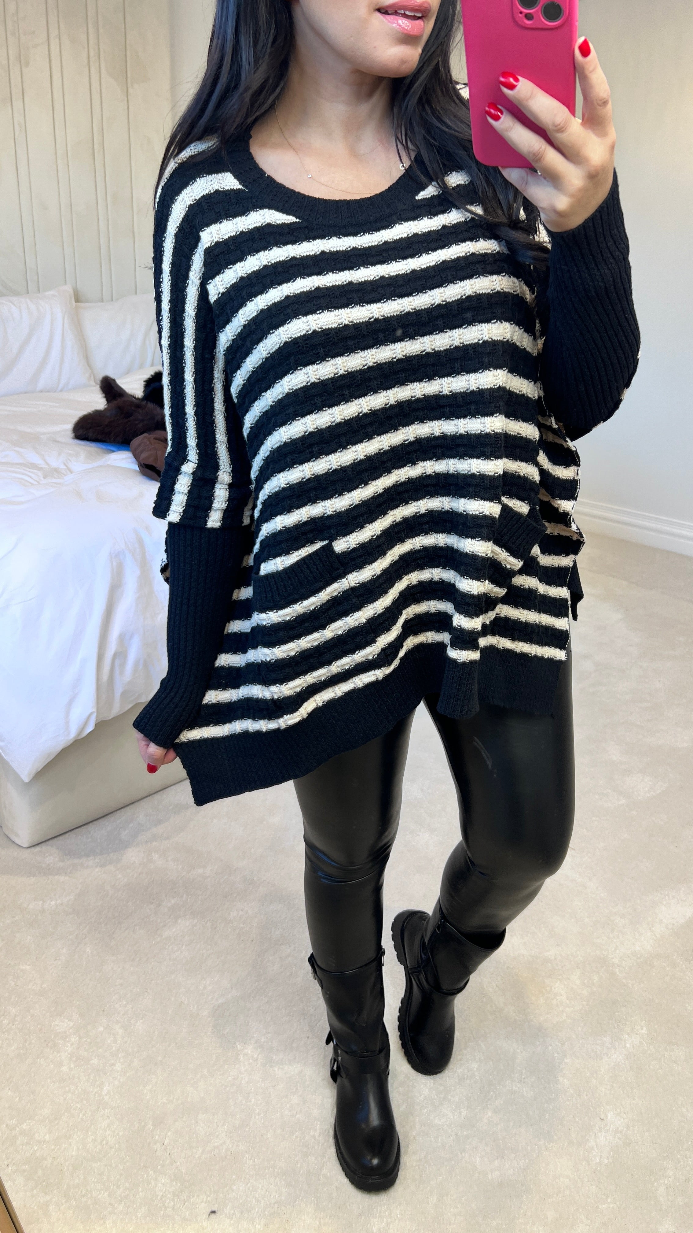Faye Stripe Poncho Knit Jumper