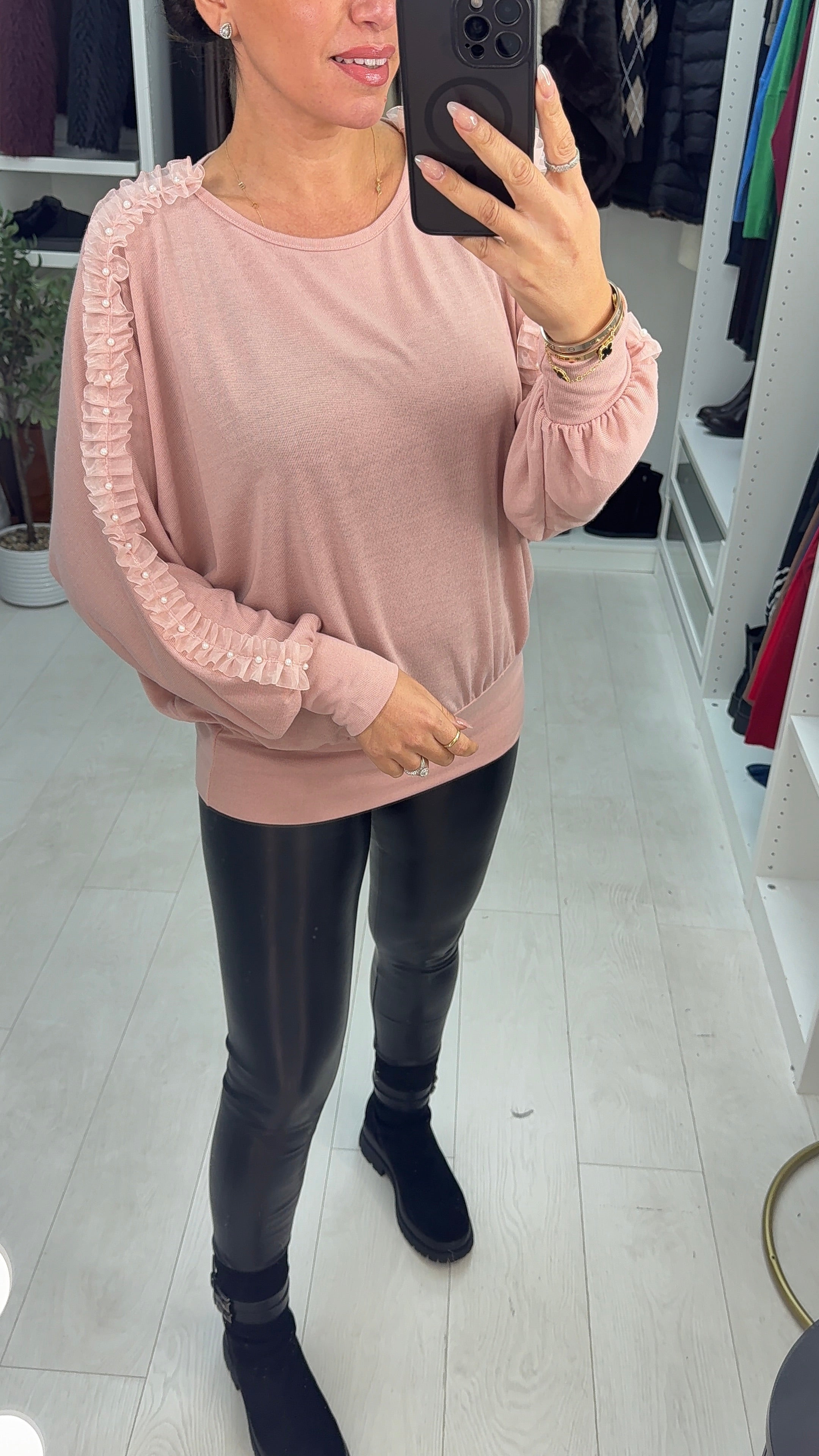 Lily Plain Frill Batwing Sleeve Jumper