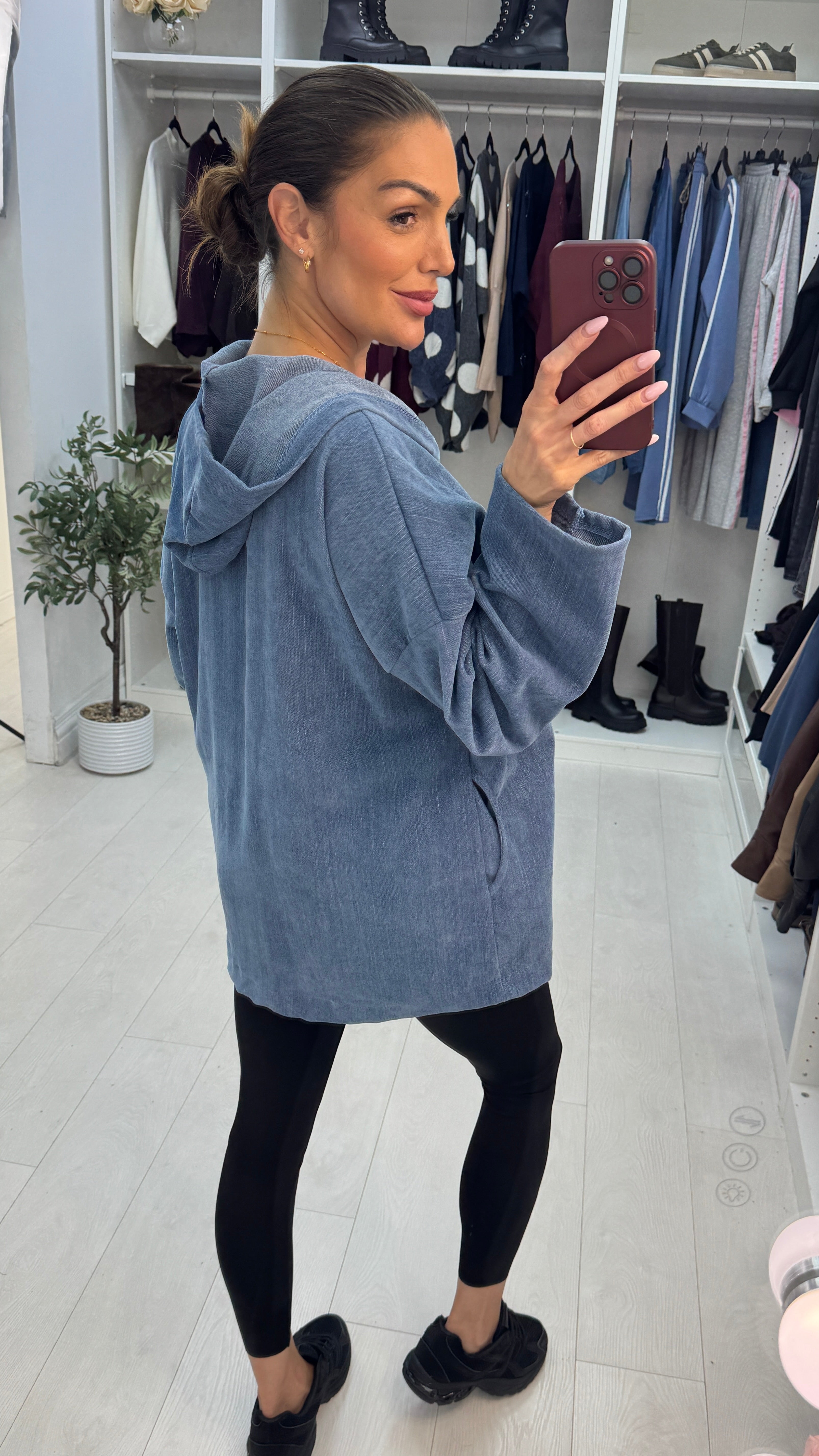 Cecily Plain Lightweight Zip Front Hooded Jacket
