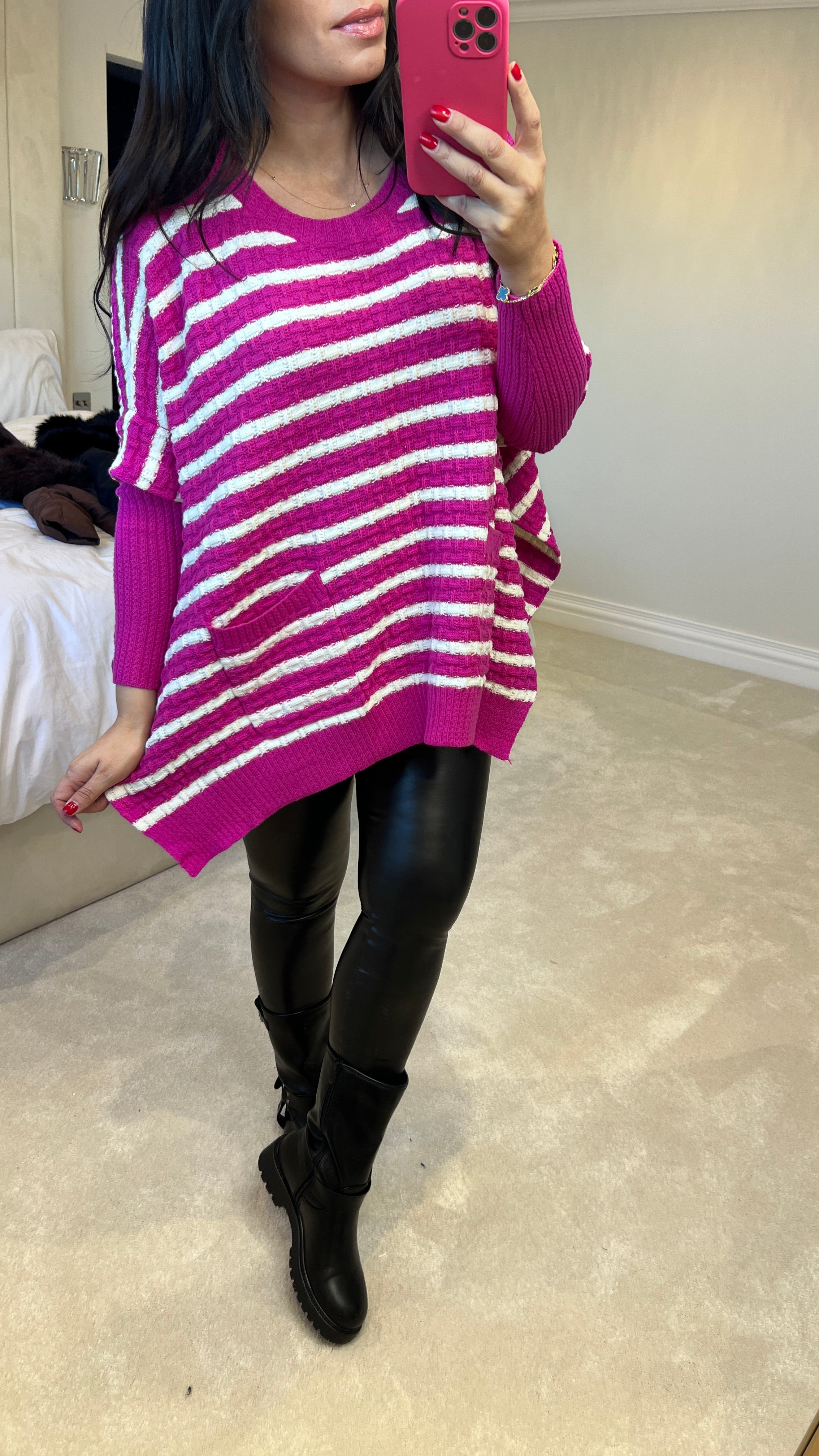 Faye Stripe Poncho Knit Jumper