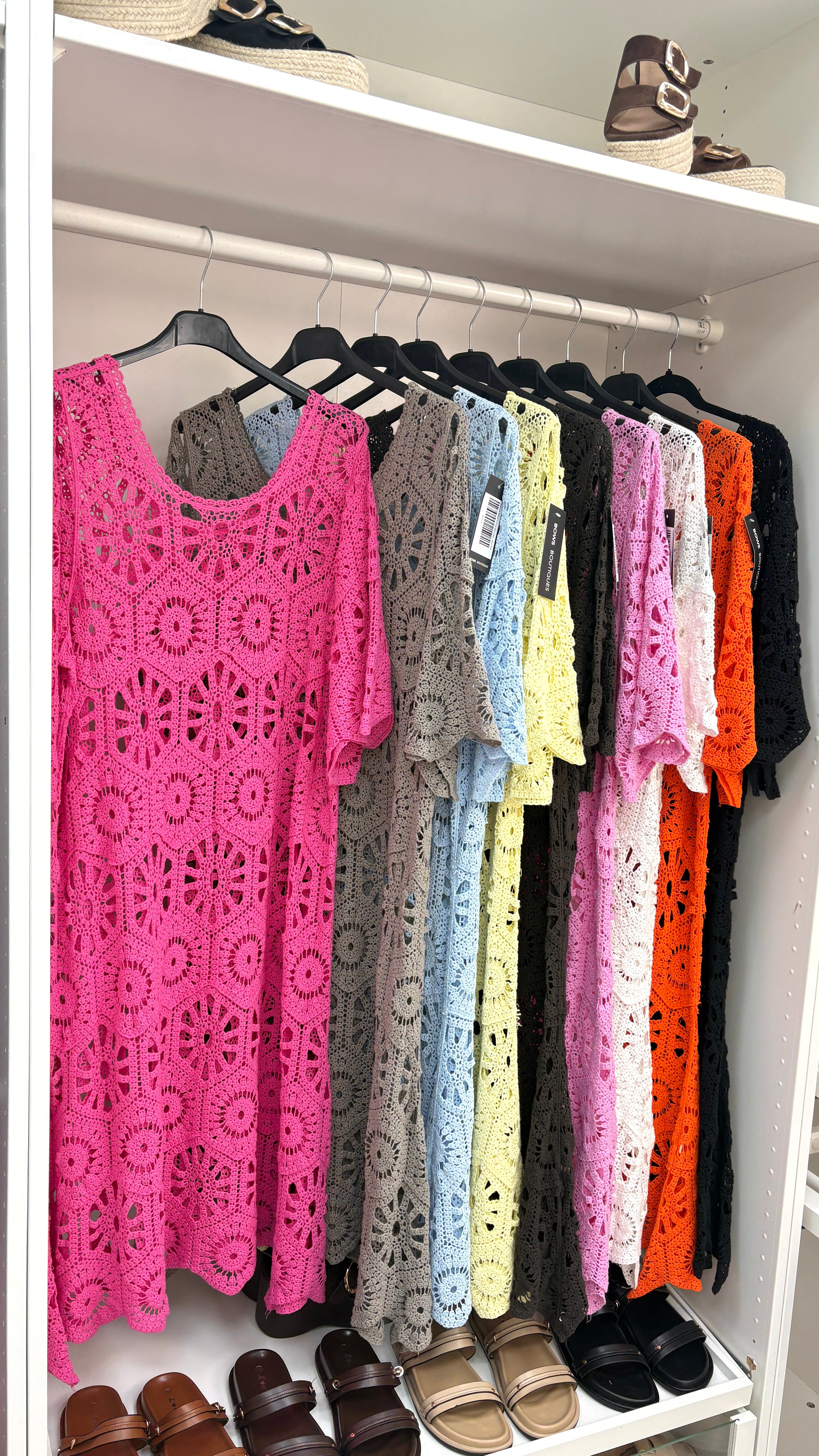 Noelia 3/4 Sleeve Crochet Midi Dress