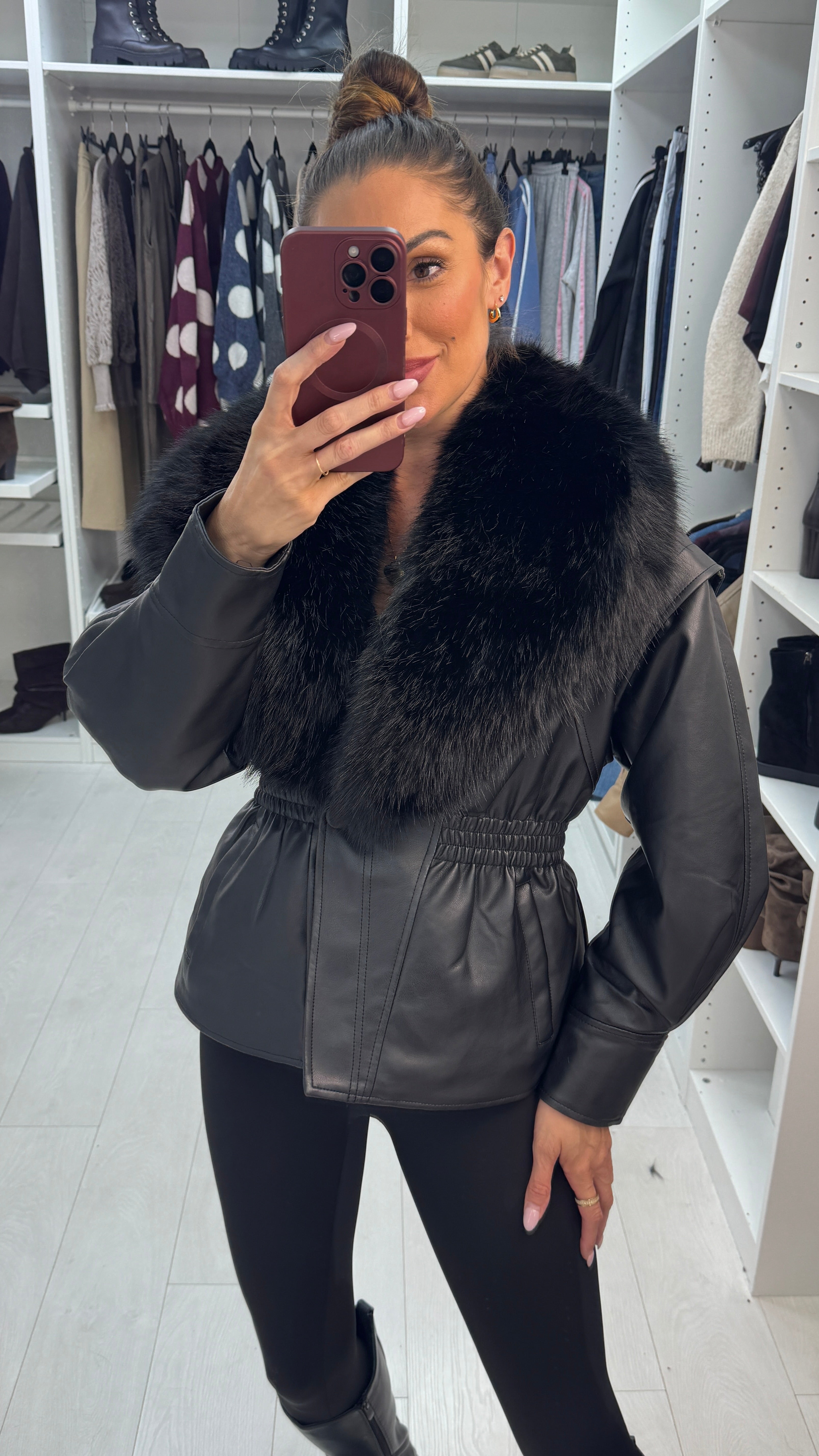 Caris Faux Fur & Leather Jacket