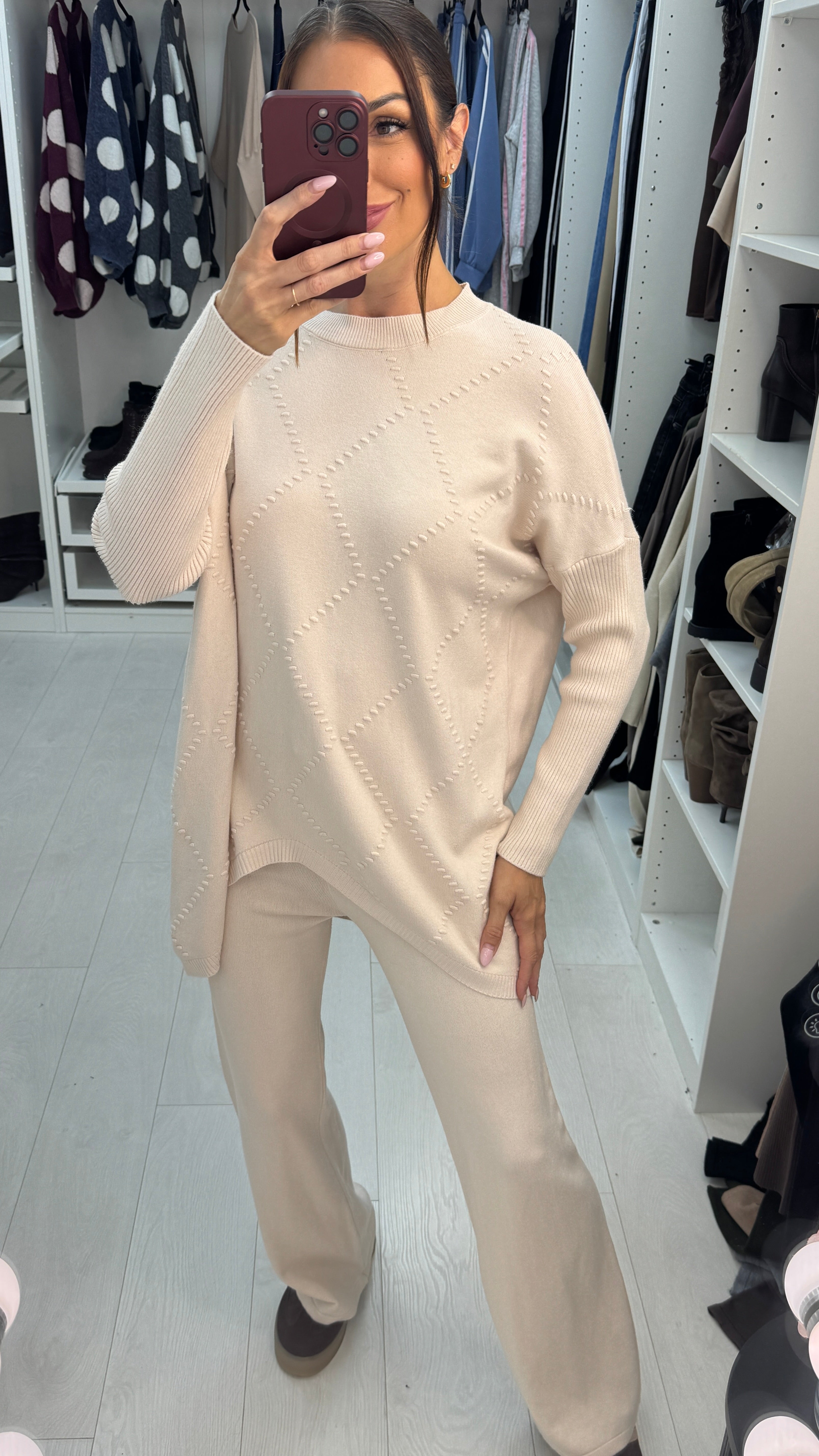 Shania Plain Loose Fit Knitted Loungewear Set