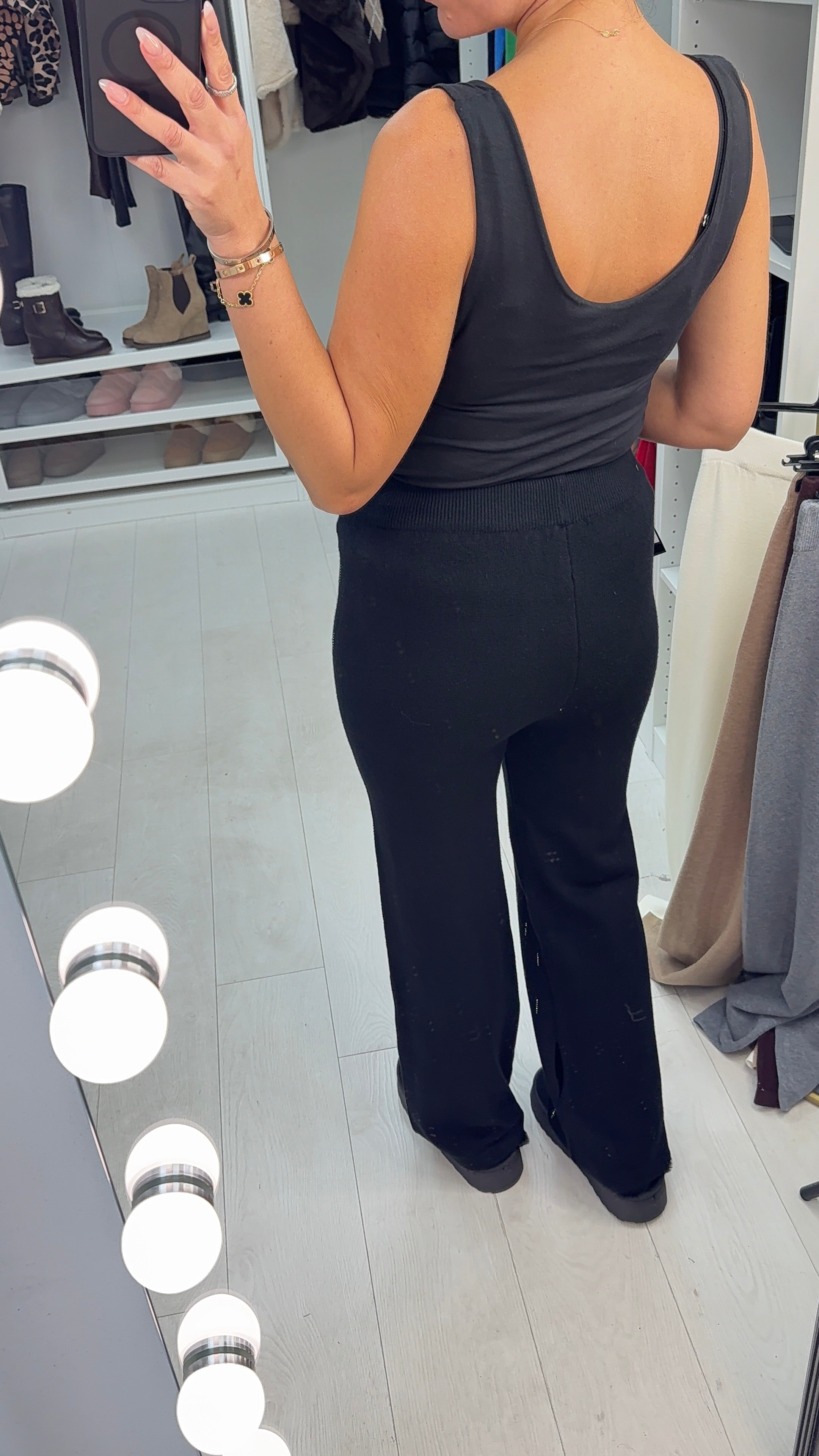 Hesper Diamante Detail Knitted Straight Leg Trousers