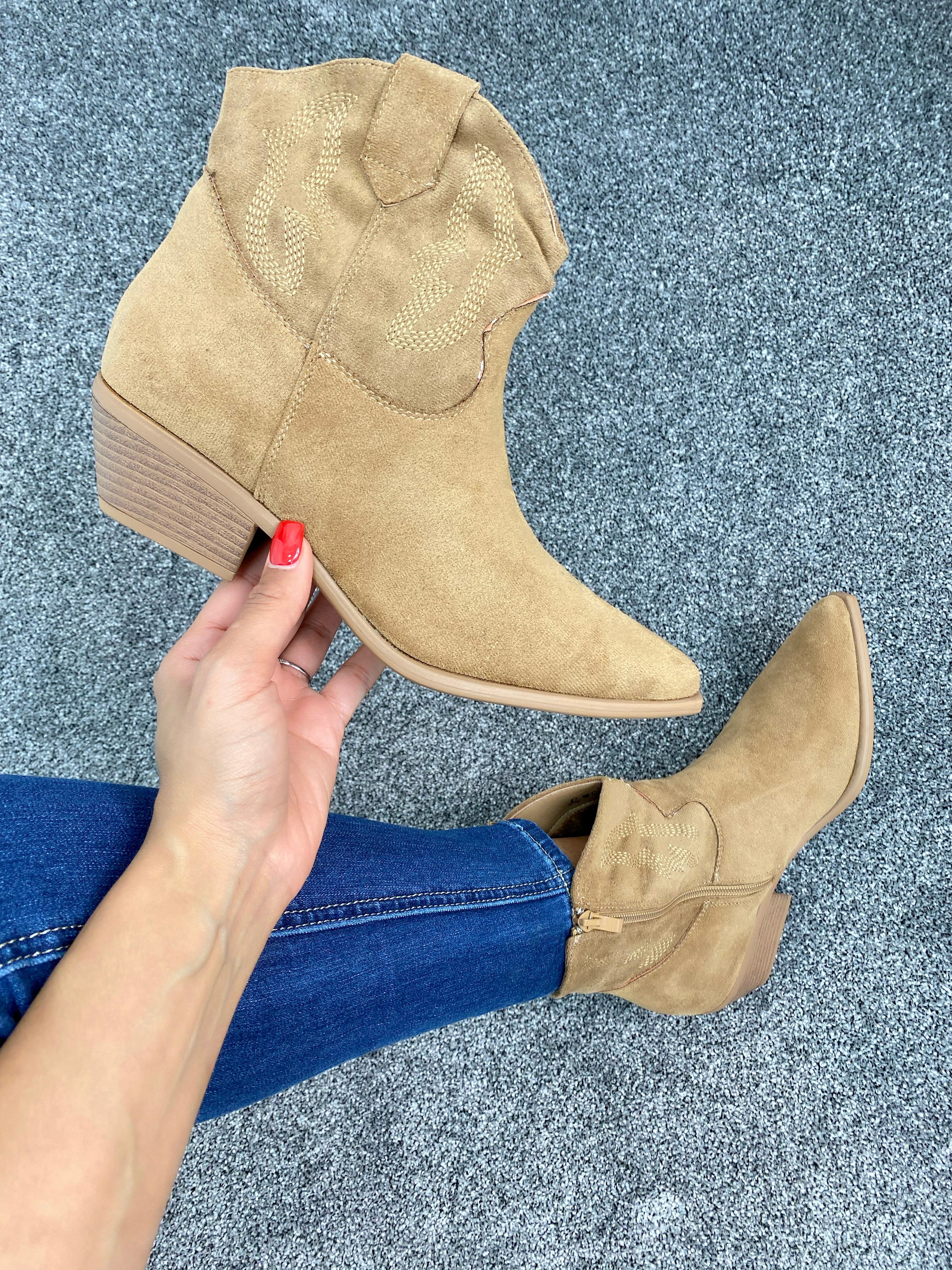 Avenue Faux Suede Western Ankle Boot
